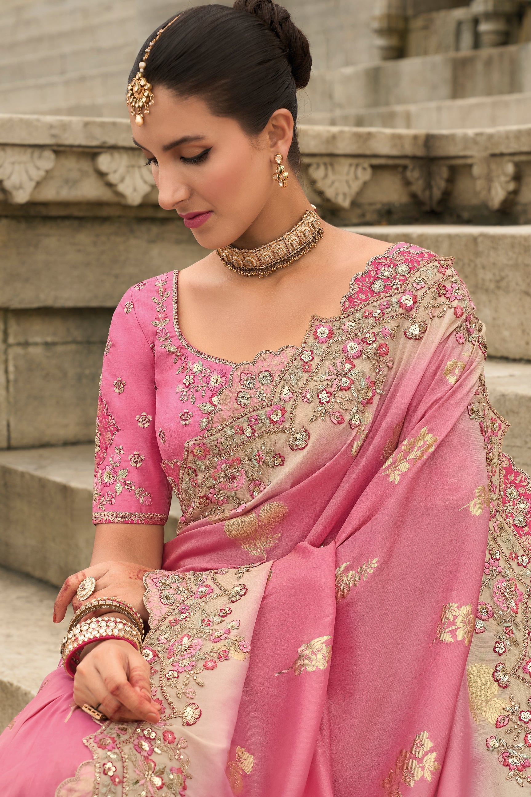 Pink Woven Banarasi Saree-ZB133318_2_SareeButa.com