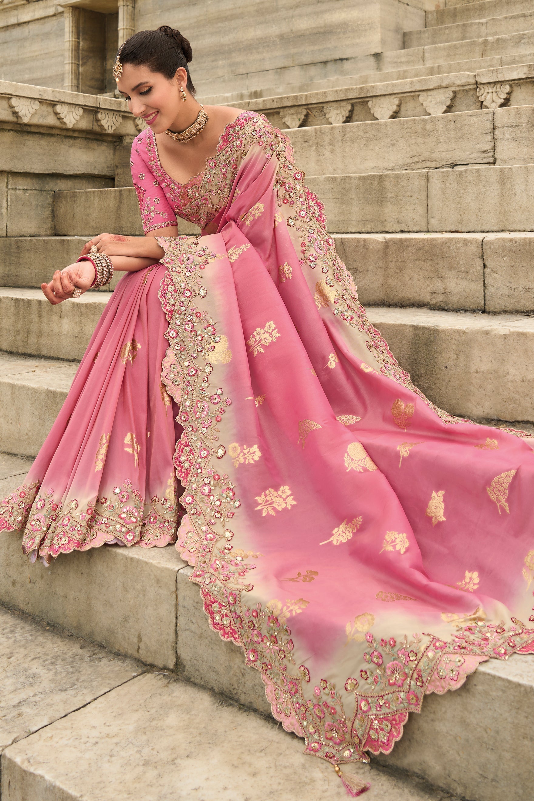 Pink Woven Banarasi Saree-ZB133318_3_SareeButa.com