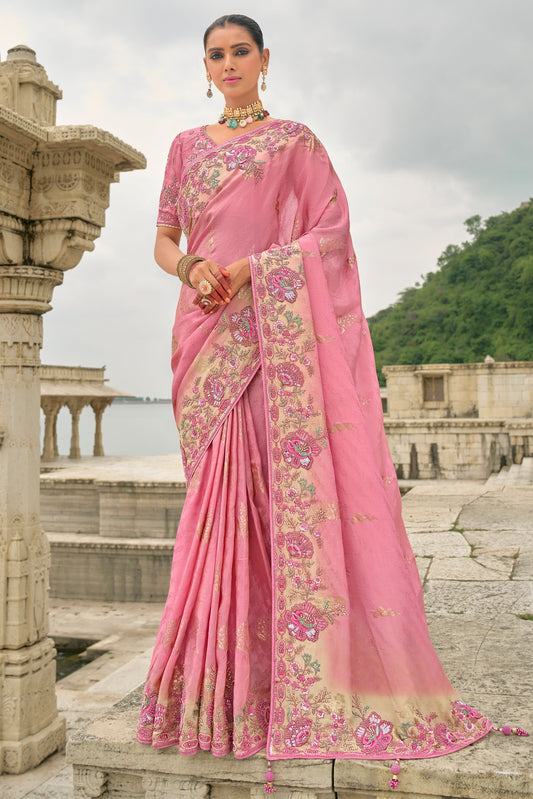 Pink Woven Banarasi Saree-ZB133323_1_SareeButa.com