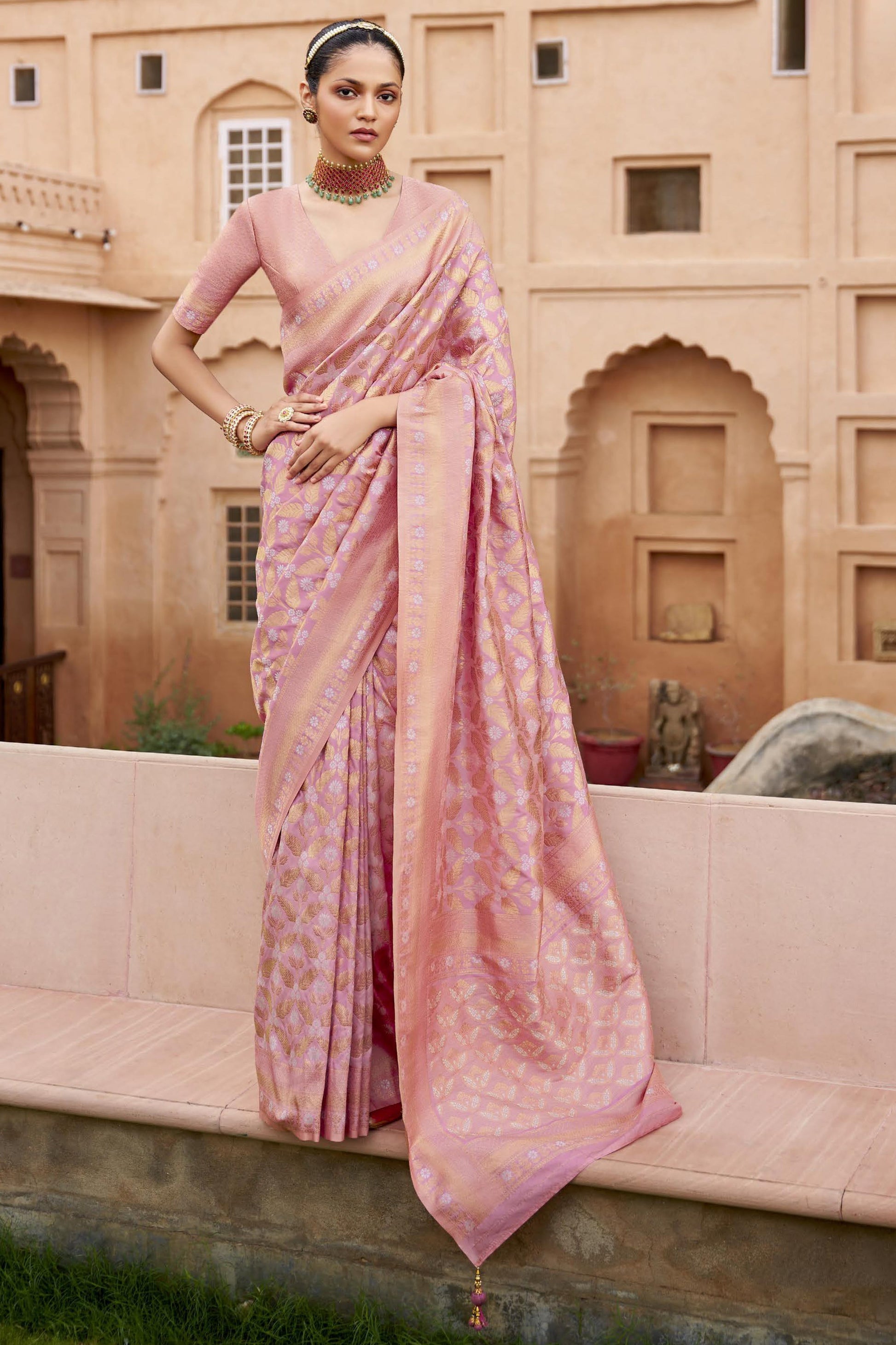 Pink Woven Banarasi Saree-ZB133394_1_SareeButa.com