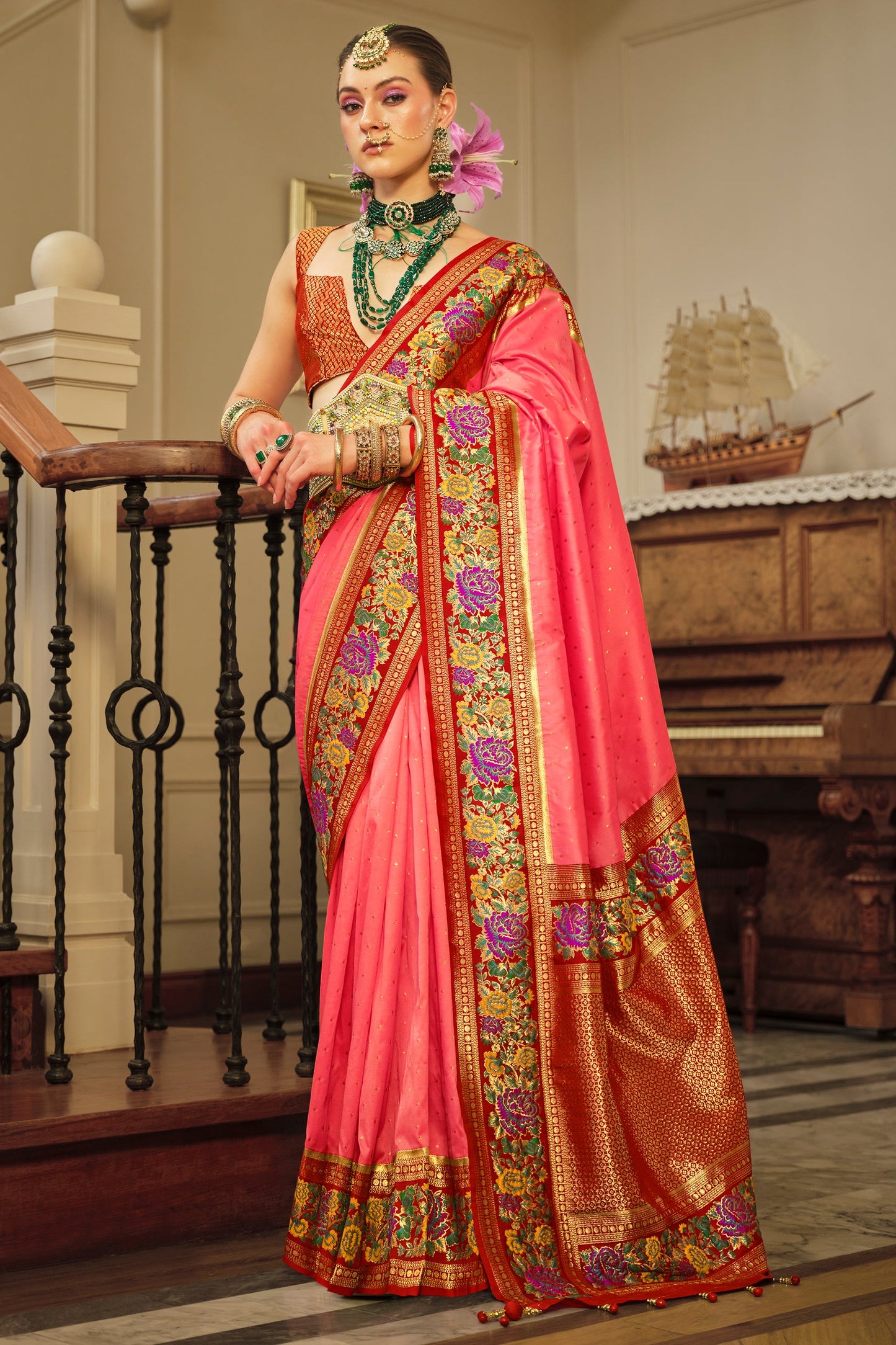 Pink Woven Banarasi Saree-ZB133632_1_SareeButa.com