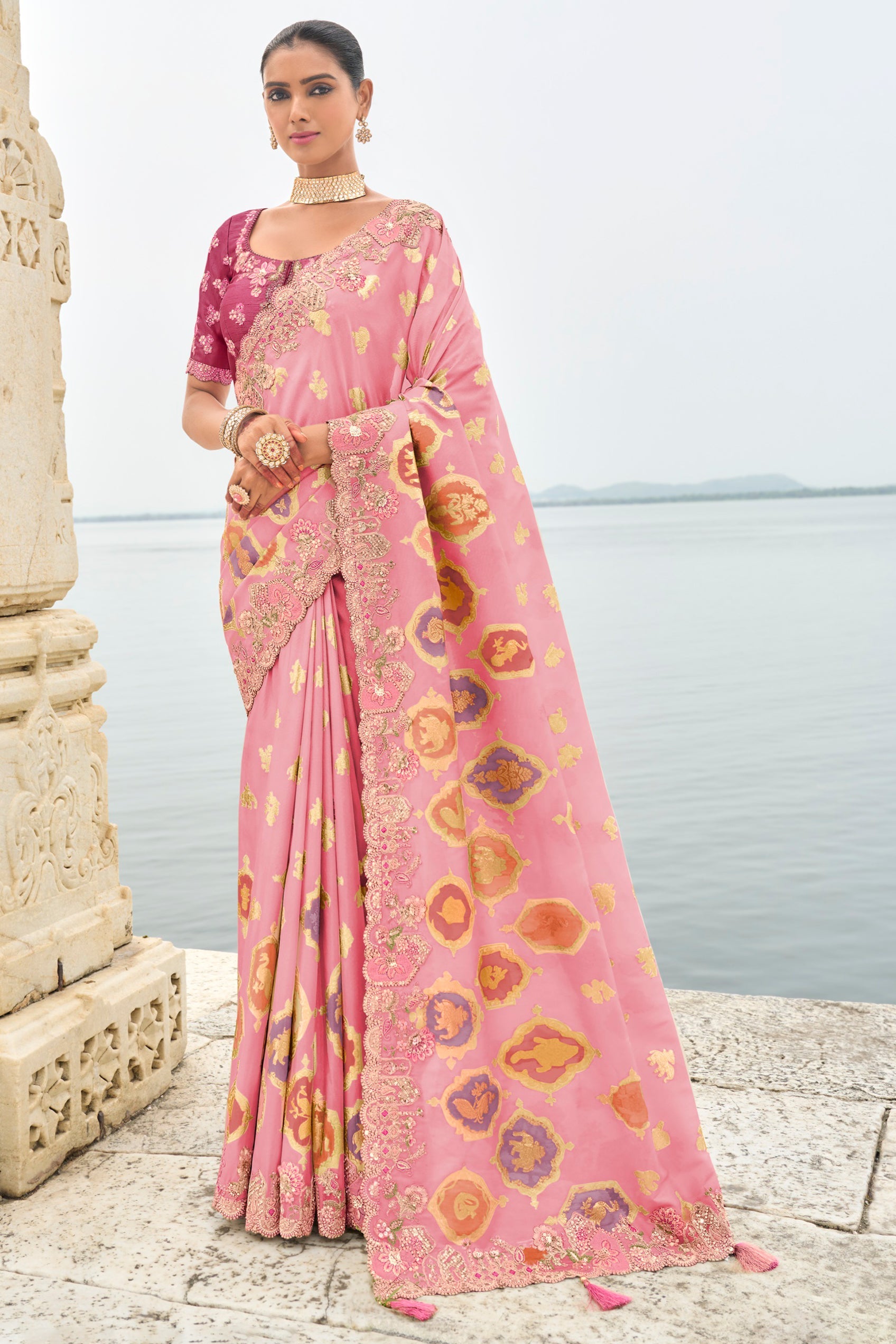 Pink Woven Banarasi Saree-ZB134503_1_SareeButa.com