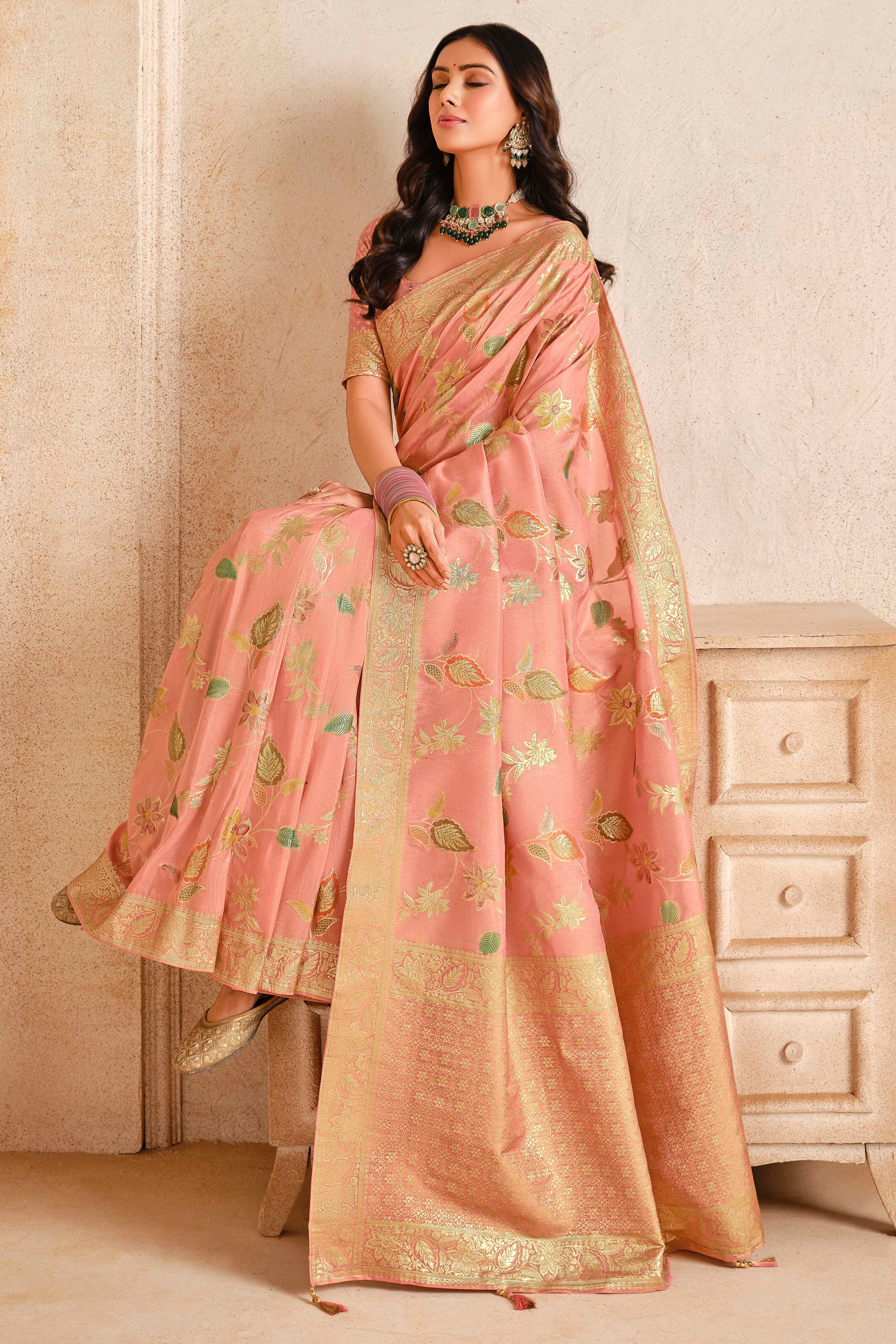 Pink Woven Banarasi Saree-ZB133947_3_SareeButa.com