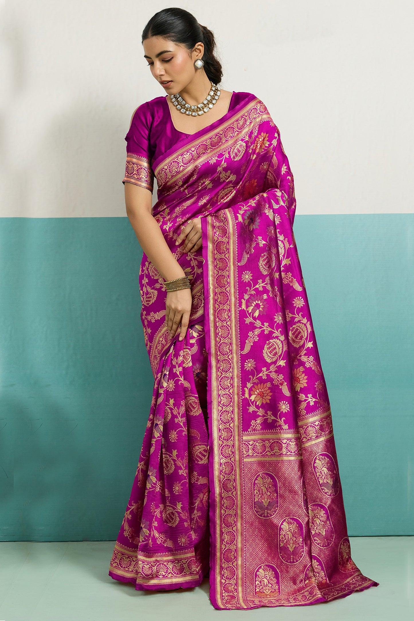 Pink Woven Banarasi Silk Saree-SAR12561_1_SareeButa.com