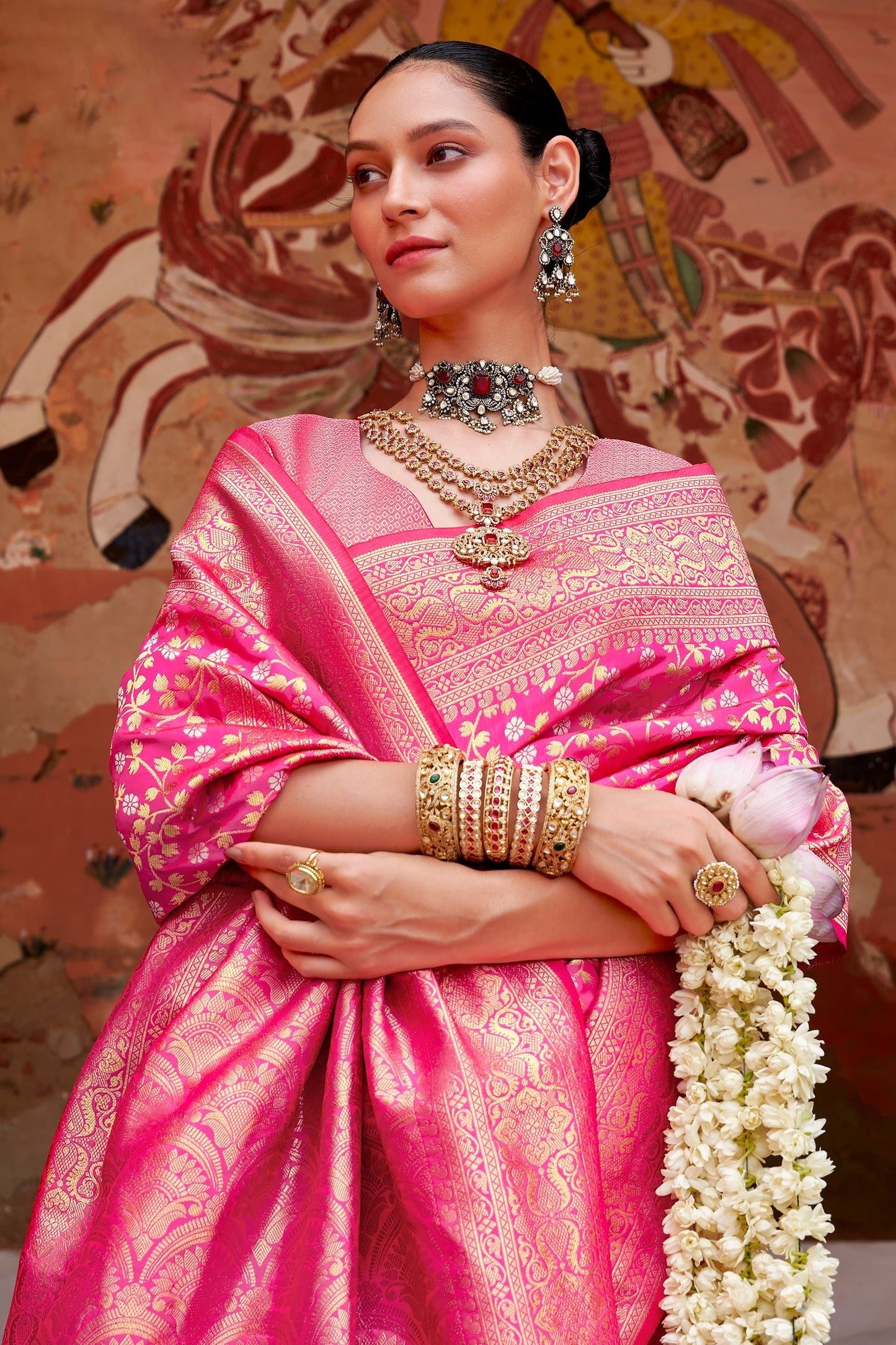 Pink Woven Banarasi Silk Saree-ZB133364_2_SareeButa.com