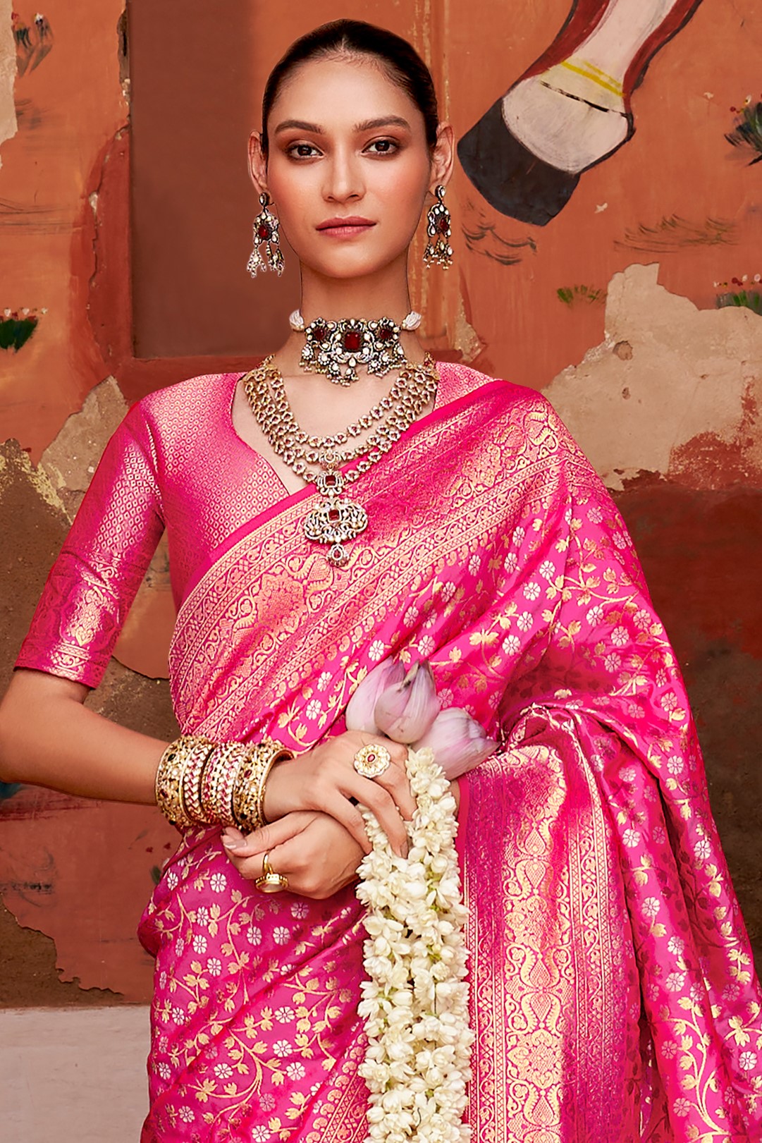 Pink Woven Banarasi Silk Saree-ZB133364_3_SareeButa.com