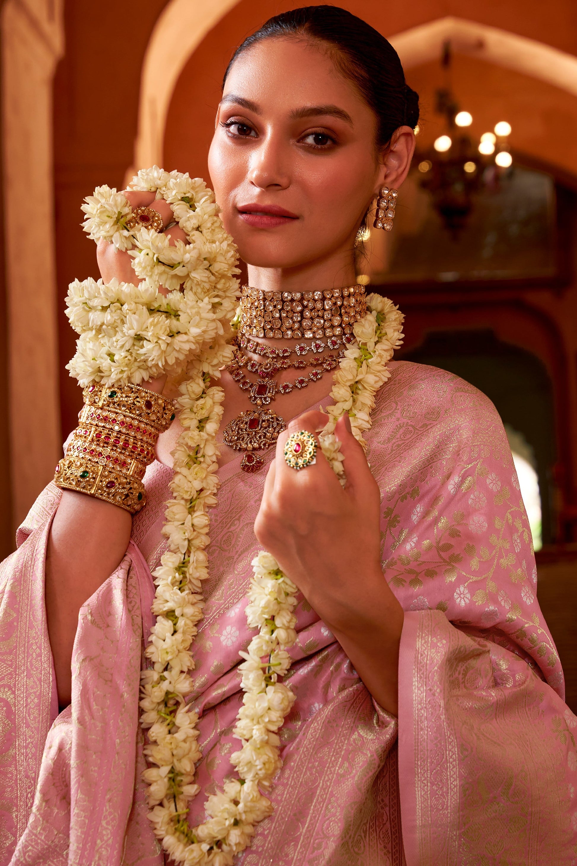 Pink Woven Banarasi Silk Saree-ZB133367_3_SareeButa.com