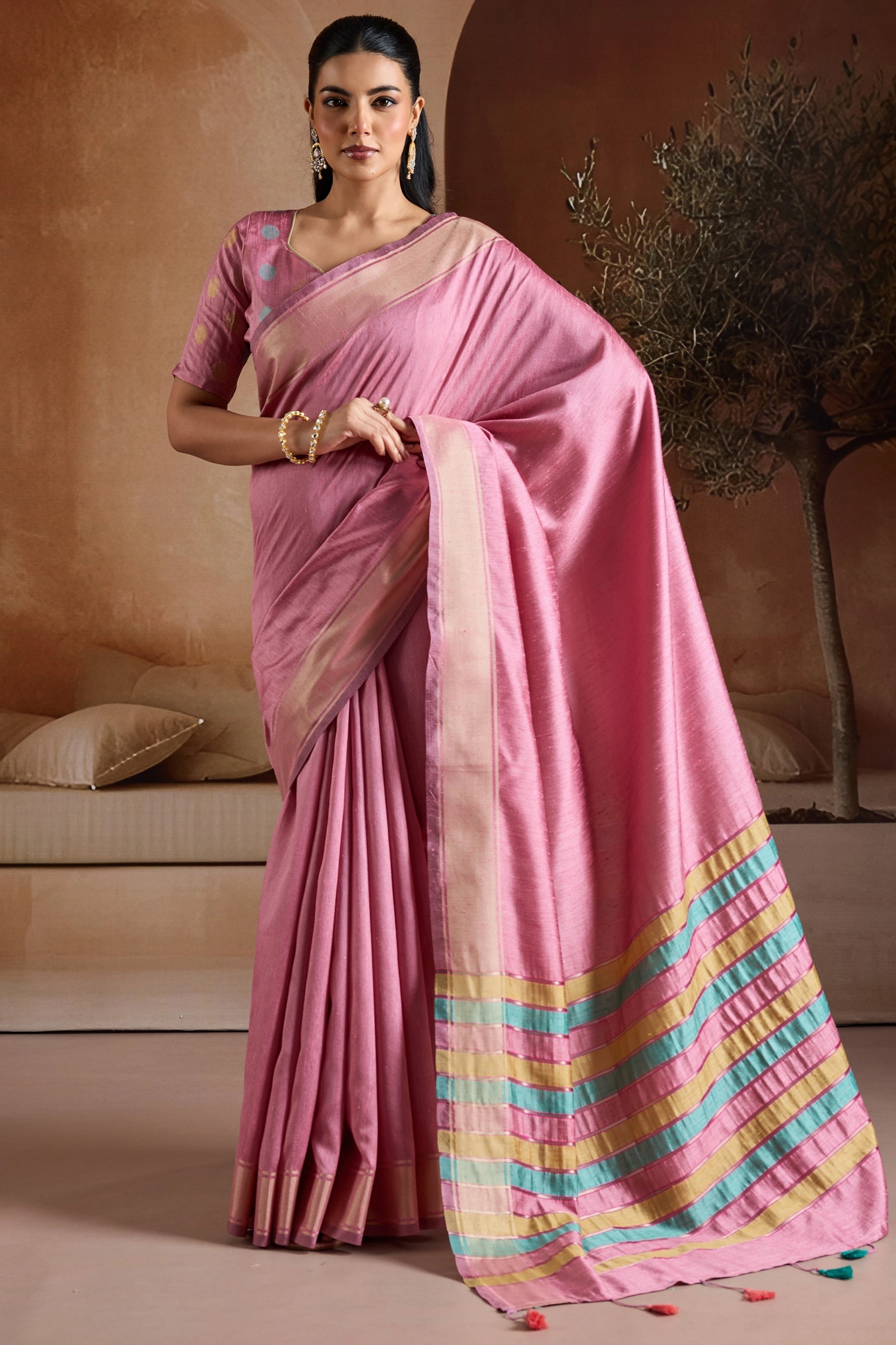 Pink Woven Bhagalpuri Silk Saree-SAR11195_1_SareeButa.com