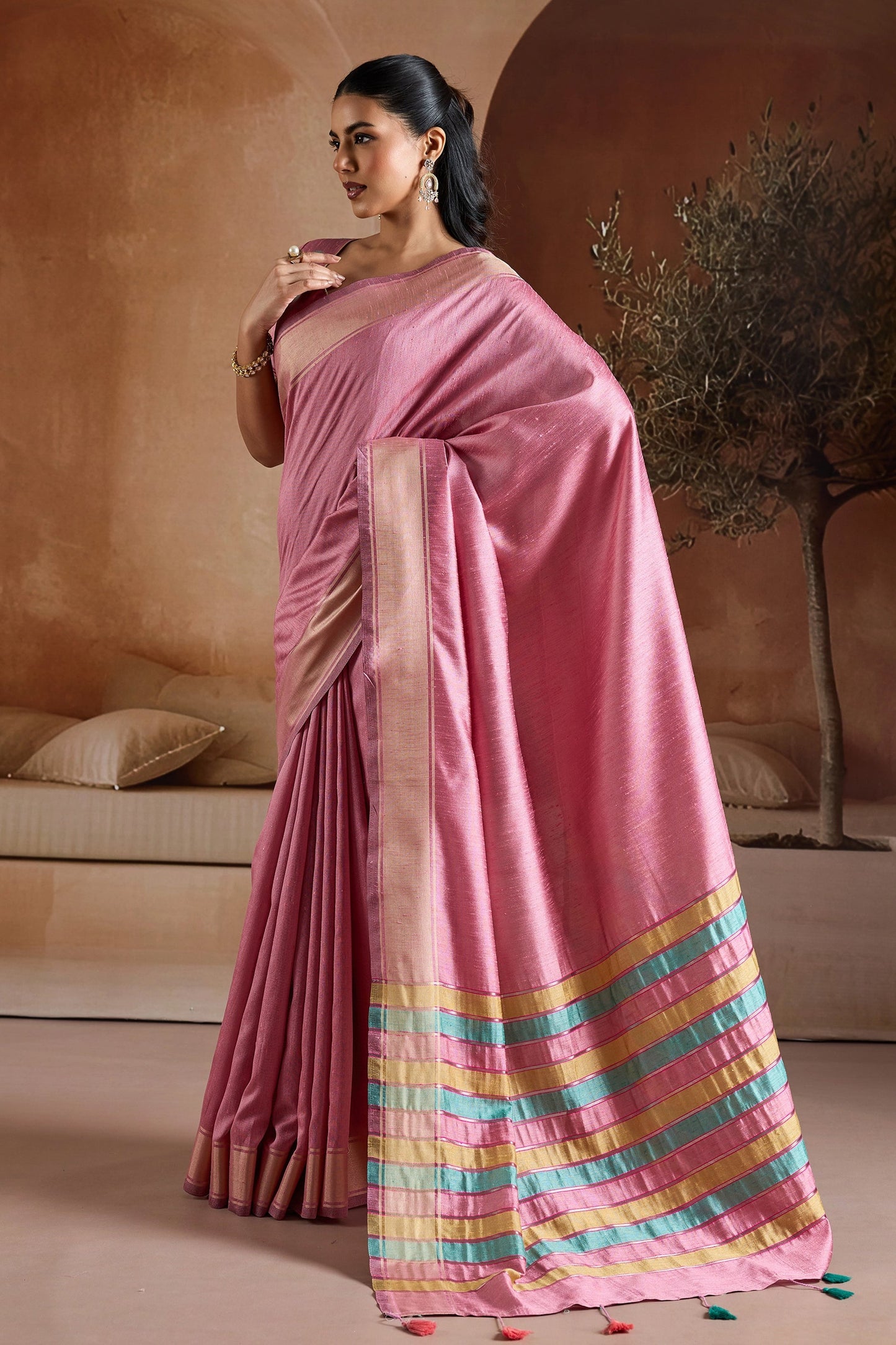 Pink Woven Bhagalpuri Silk Saree-SAR11195_4_SareeButa.com