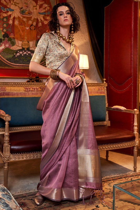 Pink Woven Chiffon Saree-ZB133011_1_SareeButa.com