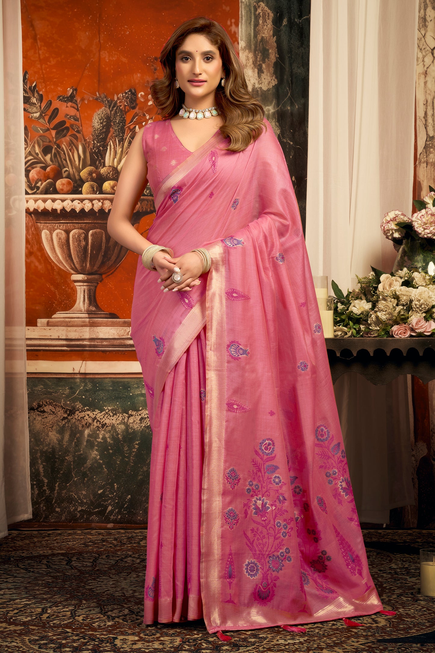 Pink Woven Cotton Saree-SAR12750_1_SareeButa.com