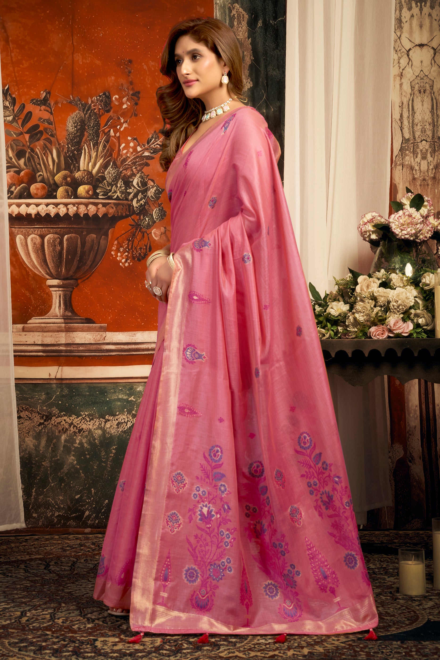 Pink Woven Cotton Saree-SAR12750_3_SareeButa.com