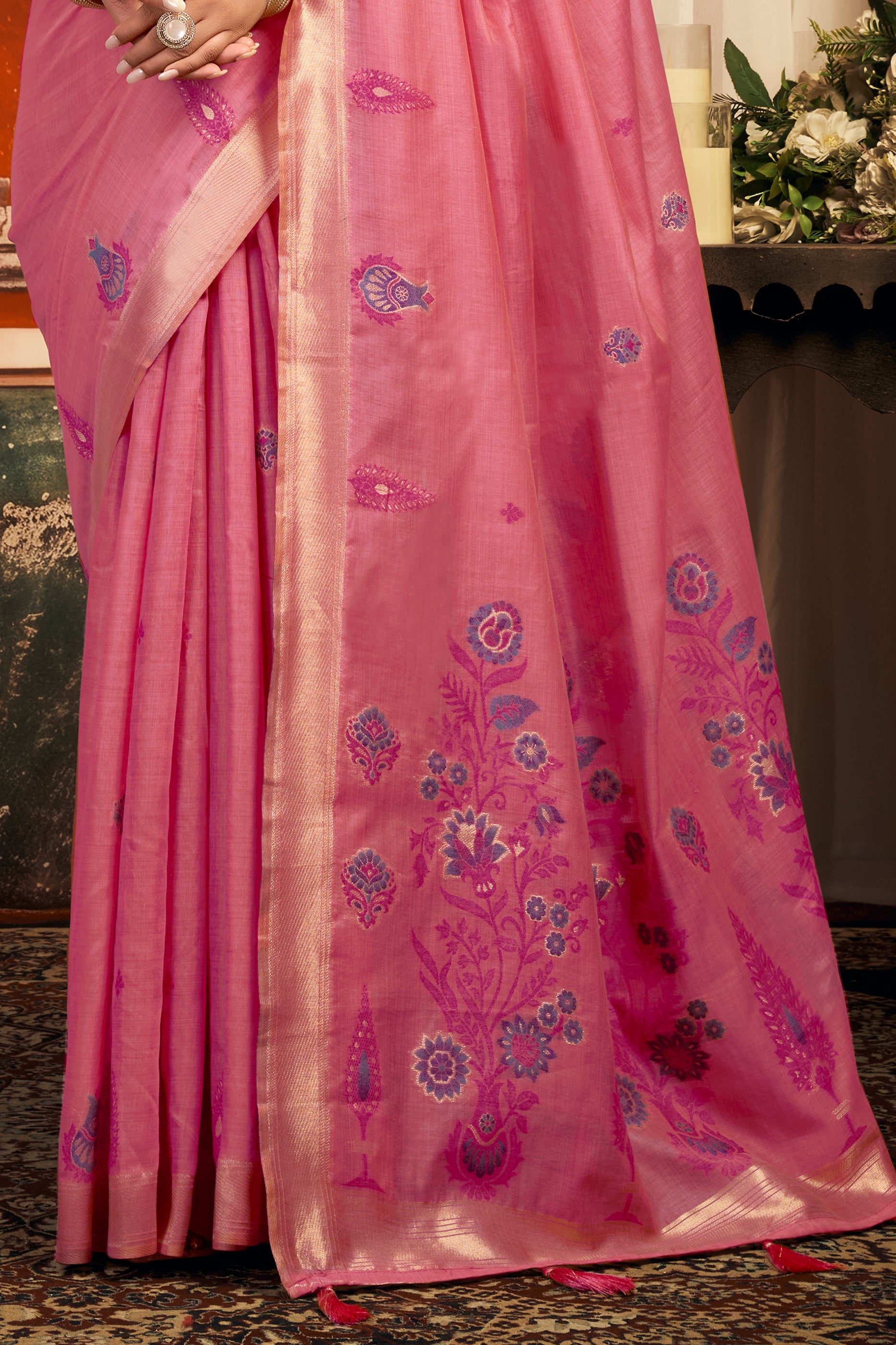 Pink Woven Cotton Saree-SAR12750_5_SareeButa.com