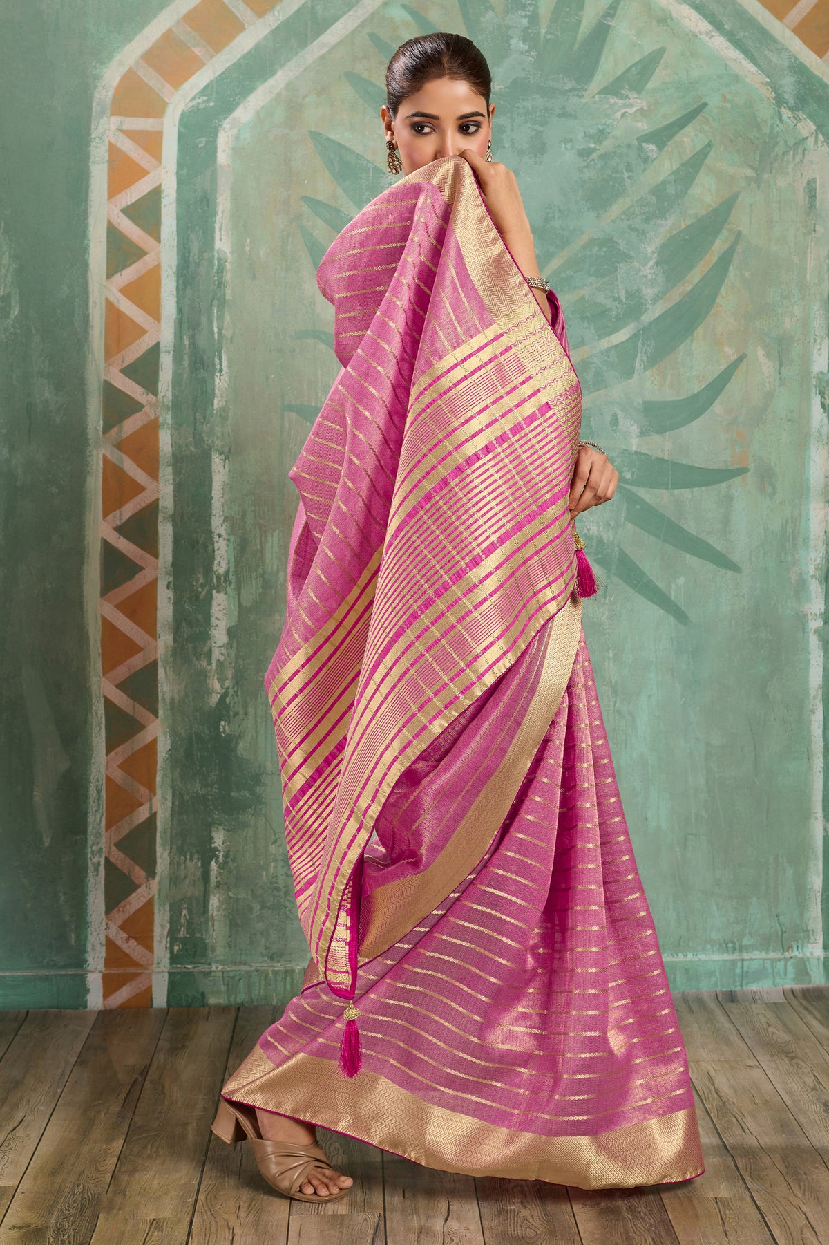 Pink Woven Cotton Tissue Saree-SAR12933_3_SareeButa.com
