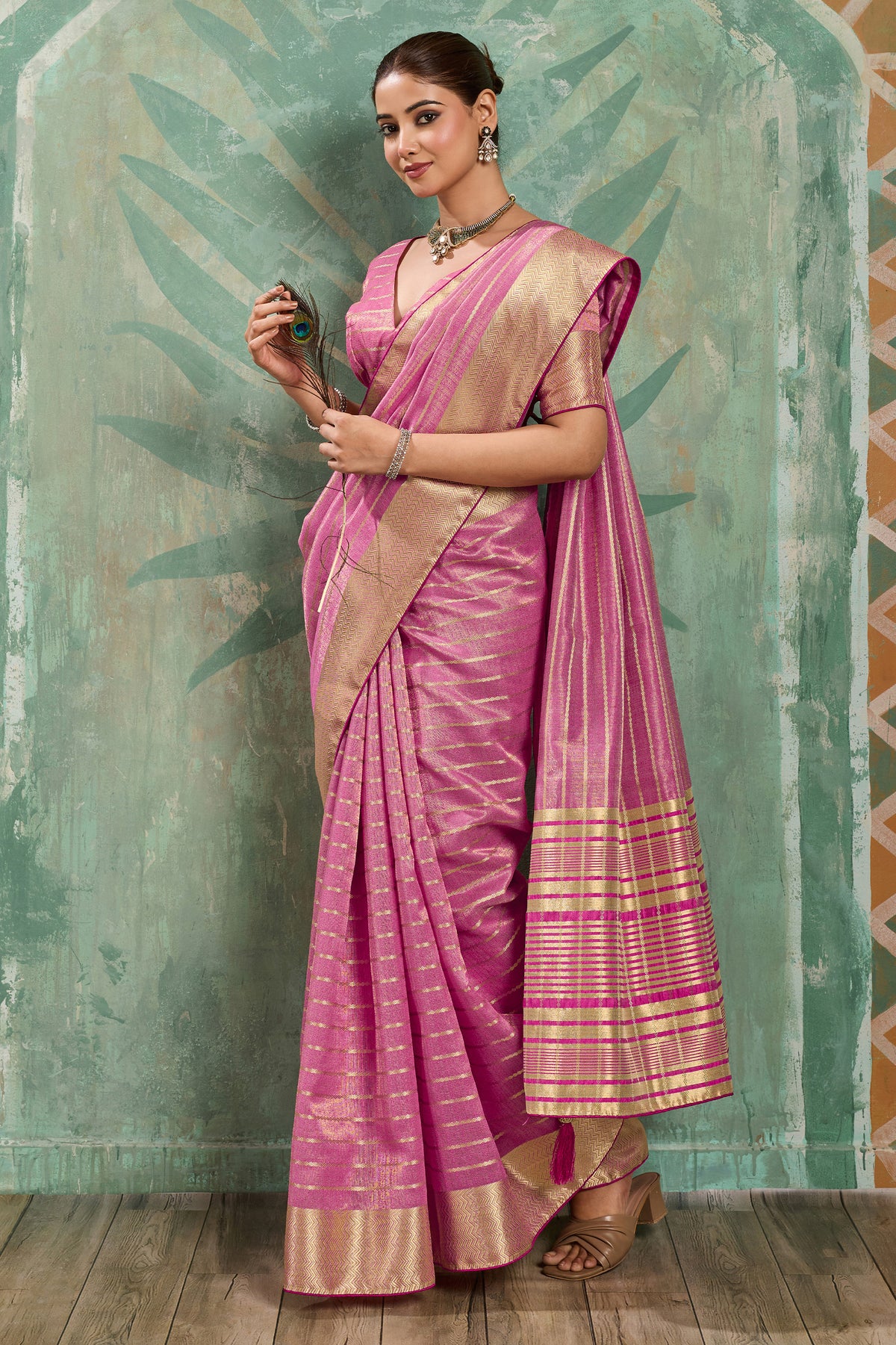 Pink Woven Cotton Tissue Saree-SAR12933_4_SareeButa.com
