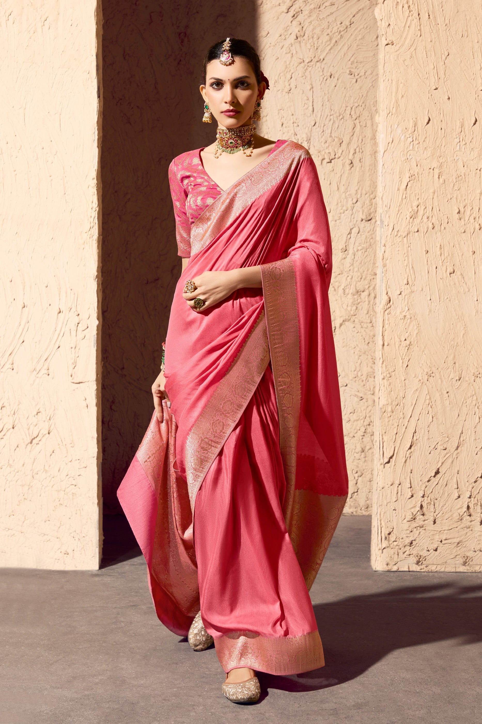 Pink Woven Crepe Georgette Saree-SAR11001_3_SareeButa.com