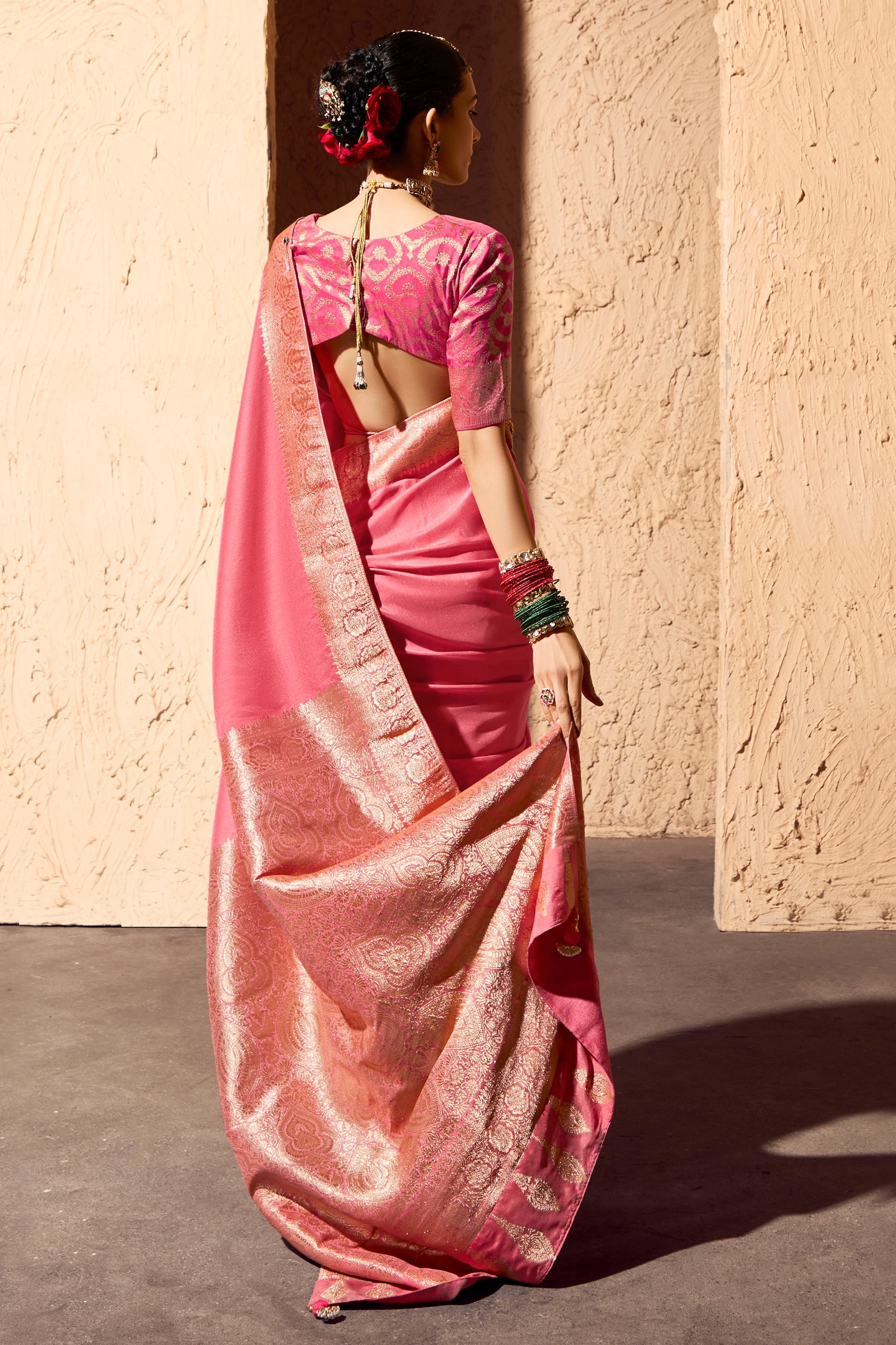 Pink Woven Crepe Georgette Saree-SAR11001_4_SareeButa.com