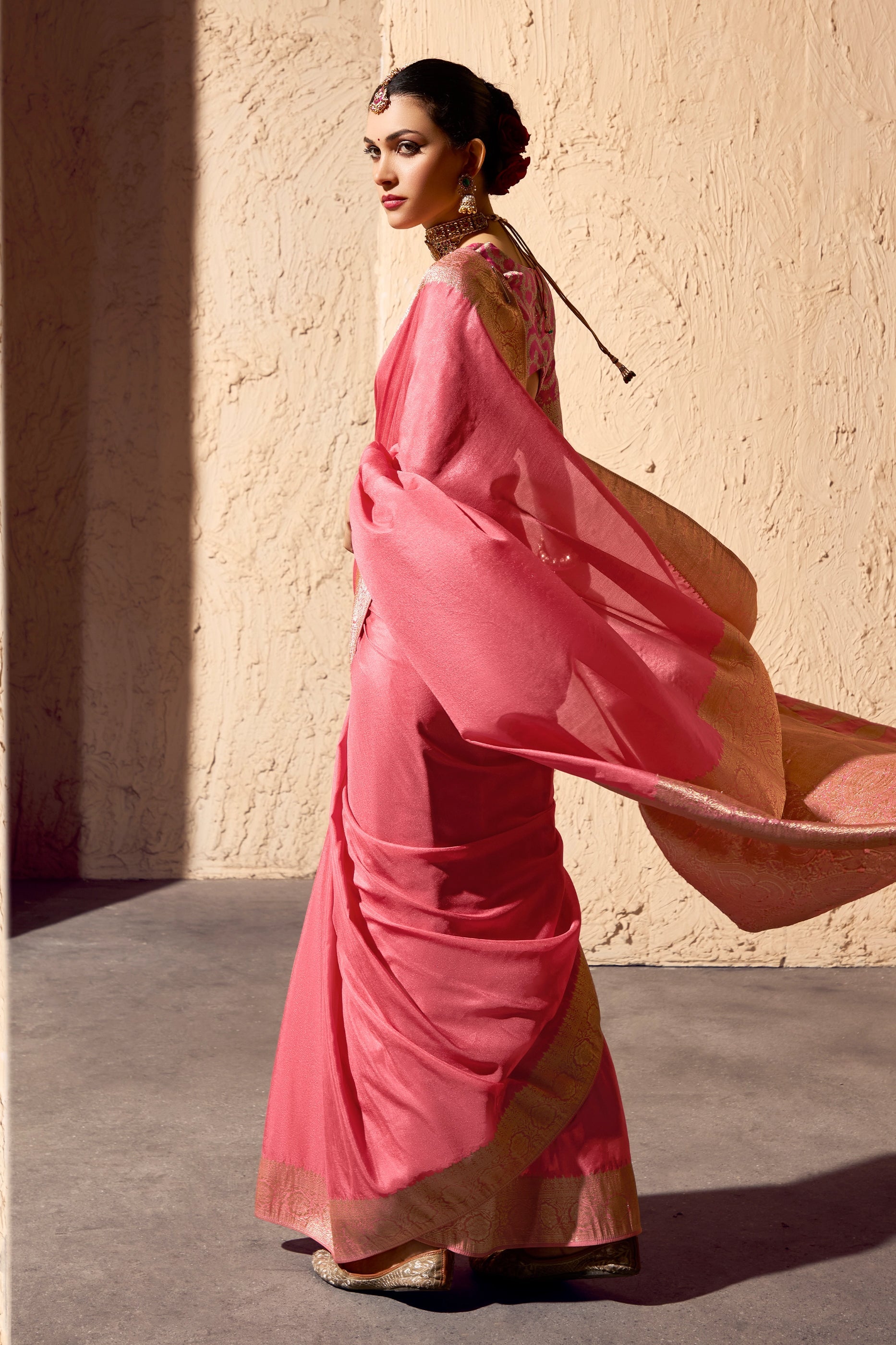 Pink Woven Crepe Georgette Saree-SAR11001_5_SareeButa.com