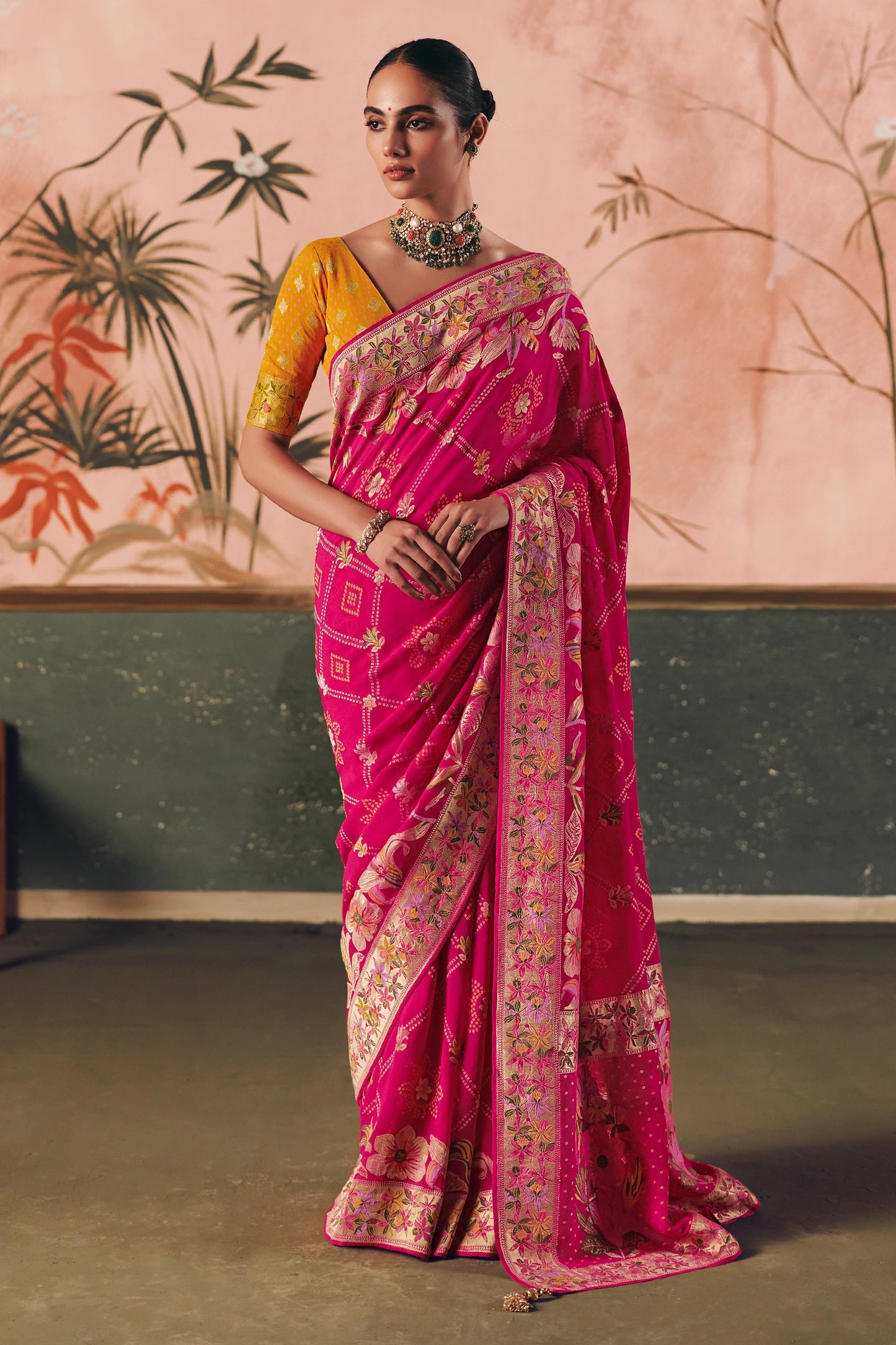 Pink Woven Georgette Bandhani Saree-SAR10973_1_SareeButa.com