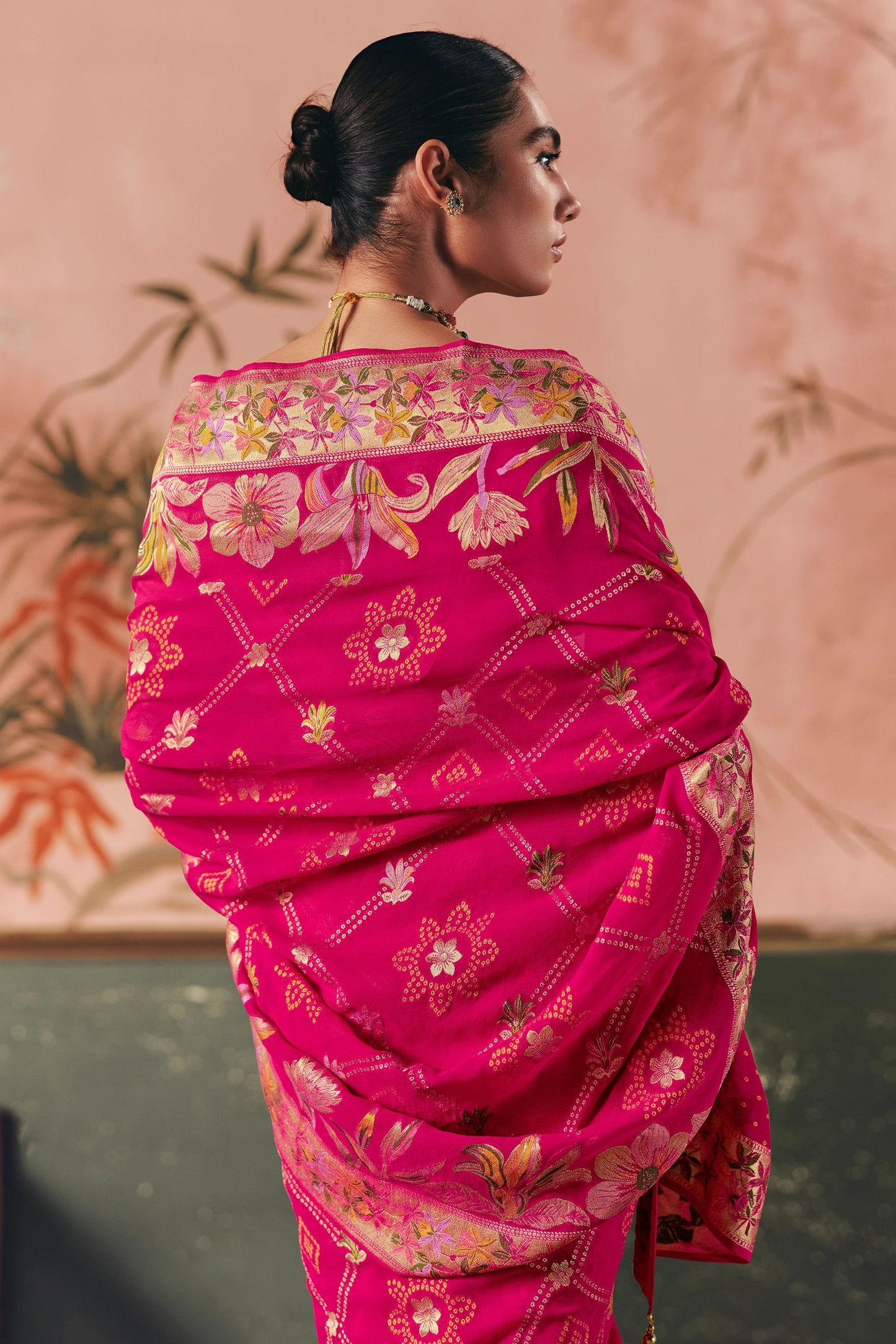 Pink Woven Georgette Bandhani Saree-SAR10973_4_SareeButa.com