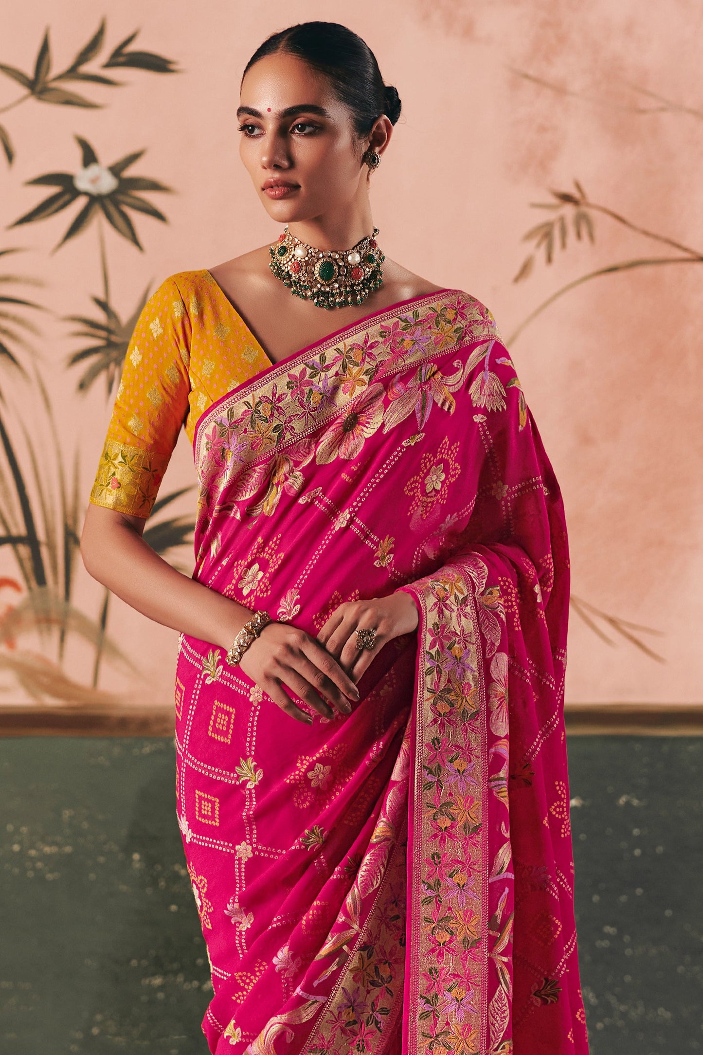 Pink Woven Georgette Bandhani Saree-SAR10973_5_SareeButa.com