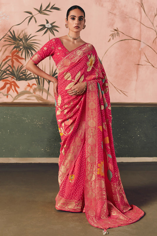 Pink Woven Georgette Bandhani Saree-SAR10979_1_SareeButa.com