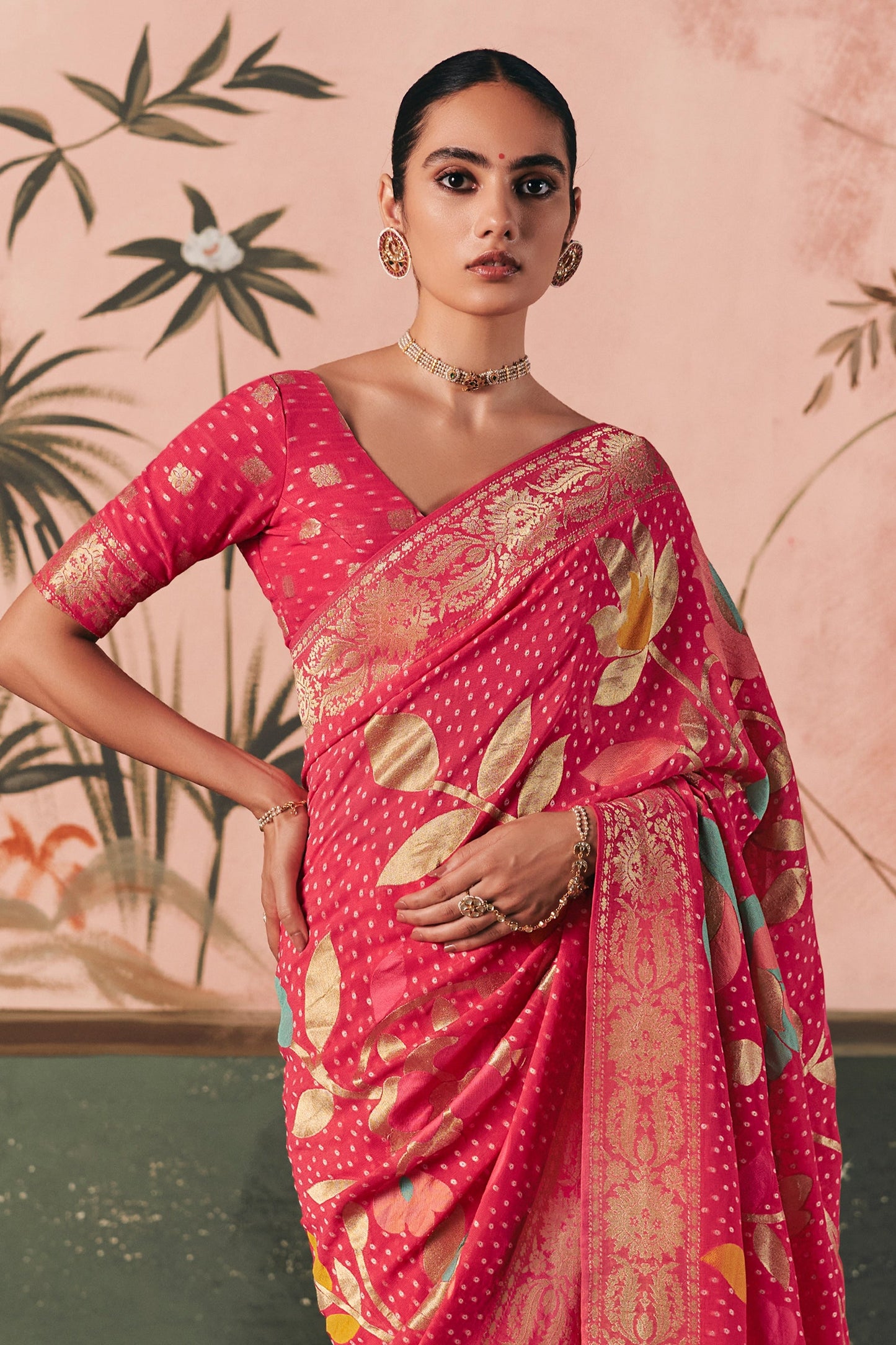 Pink Woven Georgette Bandhani Saree-SAR10979_4_SareeButa.com