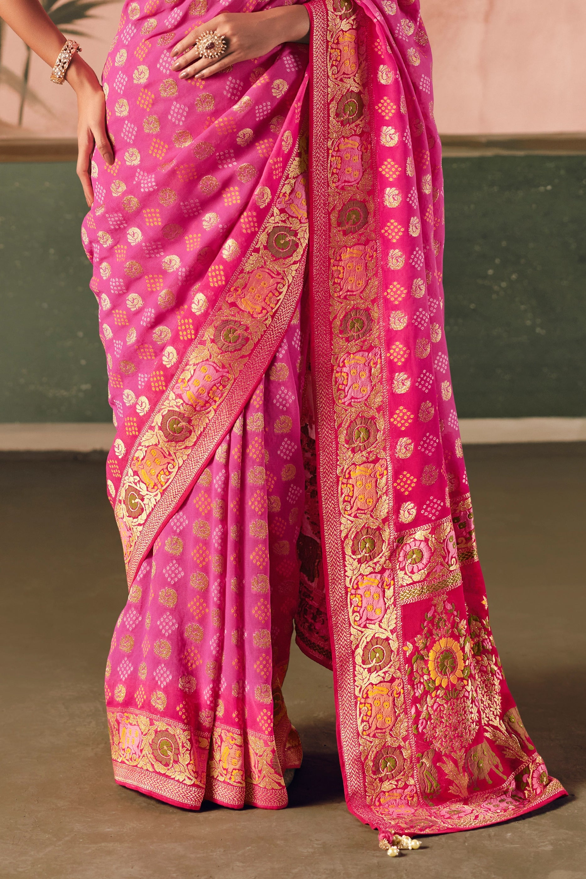 Pink Woven Georgette Bandhani Saree-SAR10981_5_SareeButa.com