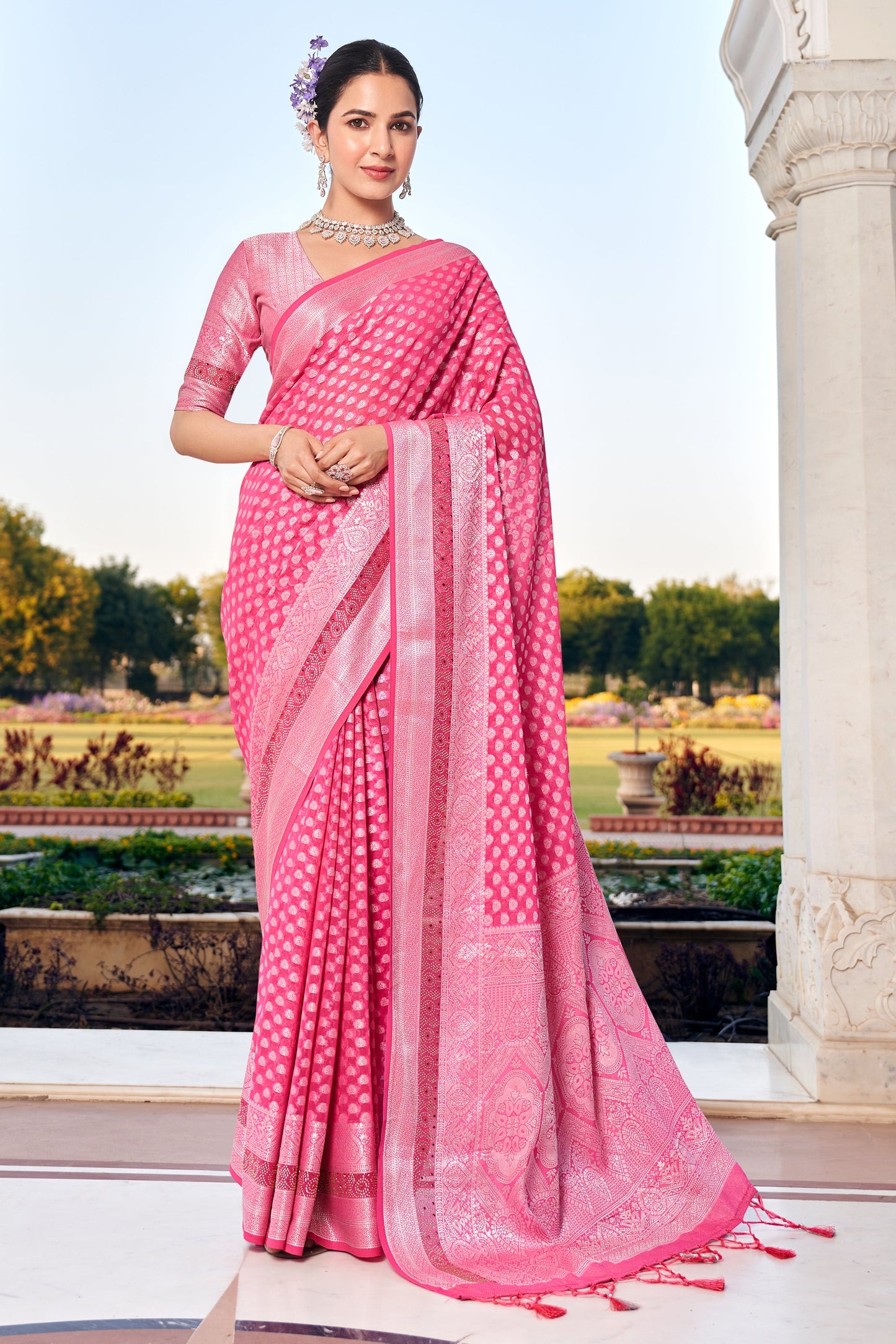 Pink Woven Georgette Saree-SAR11280_1_SareeButa.com