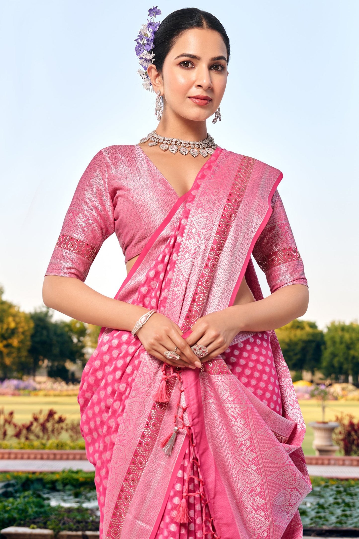 Pink Woven Georgette Saree-SAR11280_2_SareeButa.com