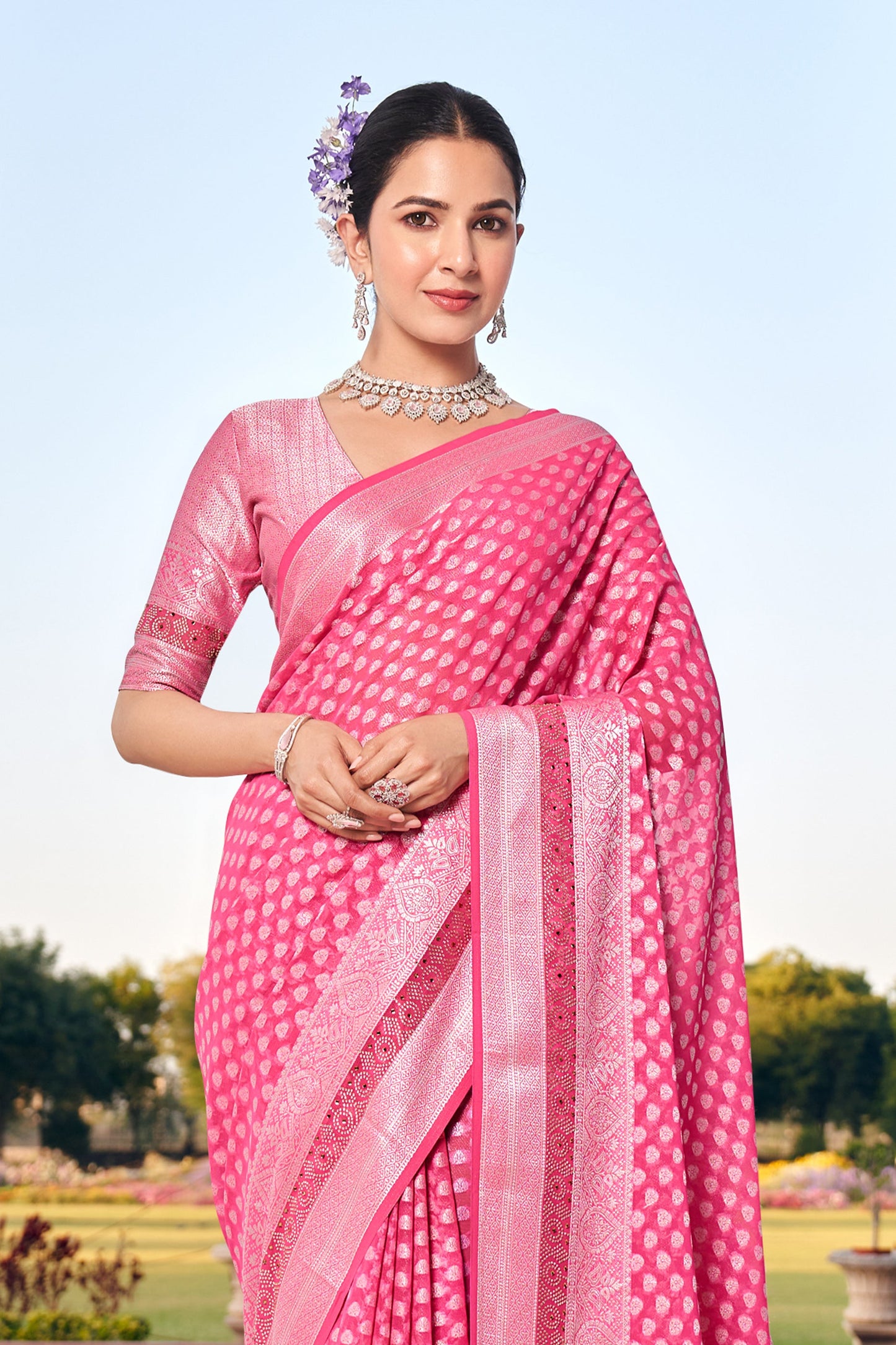 Pink Woven Georgette Saree-SAR11280_3_SareeButa.com