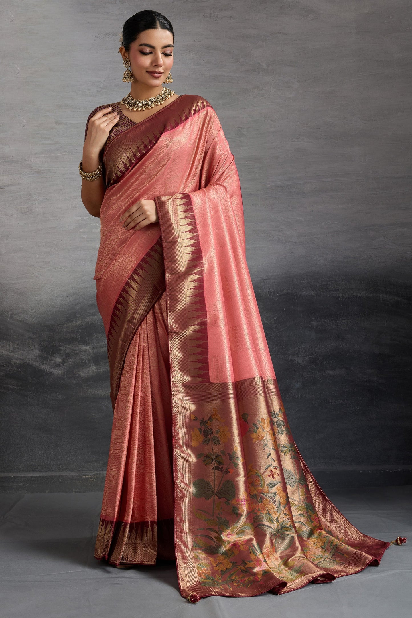 Pink Woven Kanjivaram Silk Saree-SAR10290_1_SareeButa.com