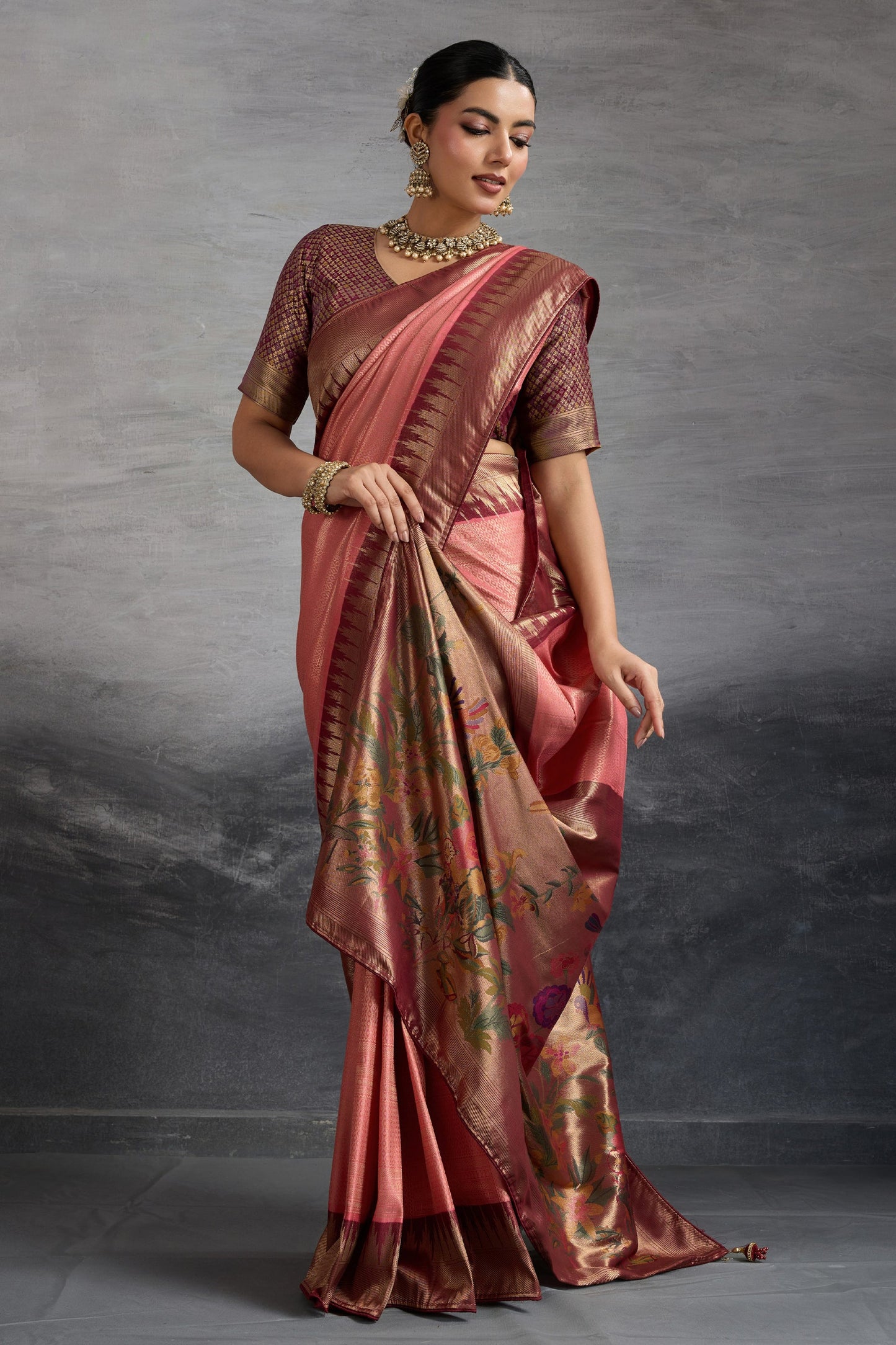 Pink Woven Kanjivaram Silk Saree-SAR10290_2_SareeButa.com