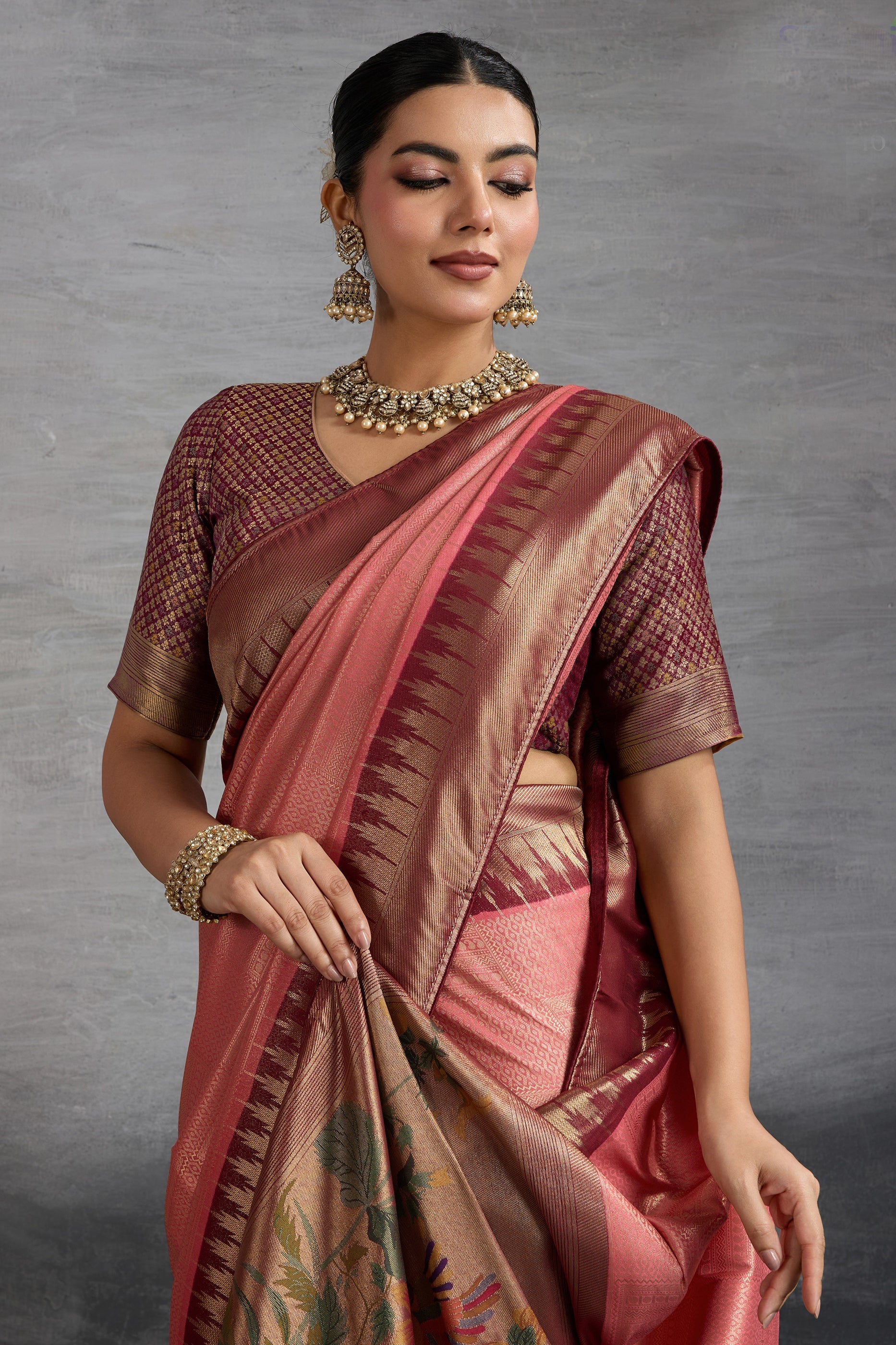 Pink Woven Kanjivaram Silk Saree-SAR10290_3_SareeButa.com