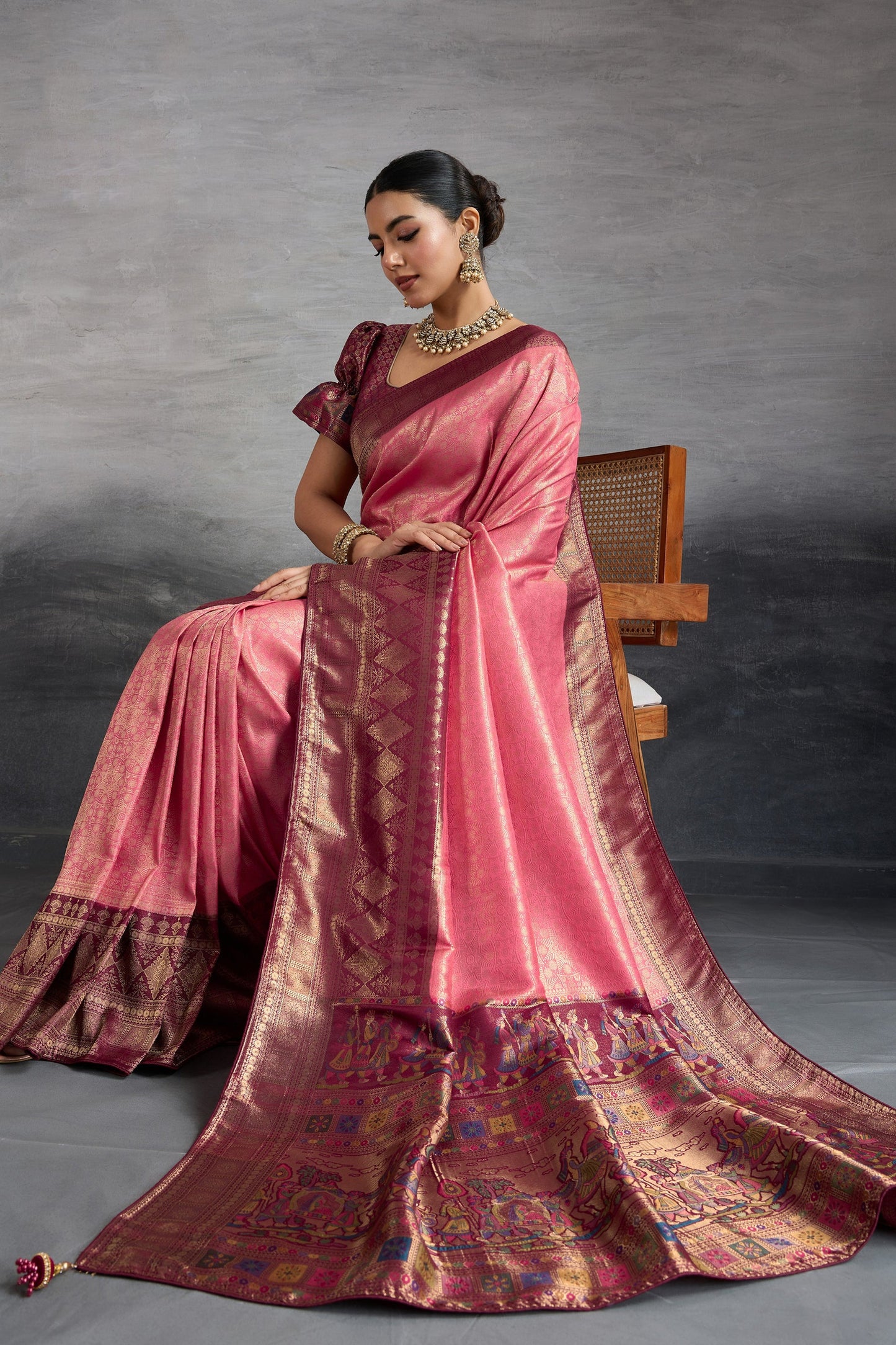 Pink Woven Kanjivaram Silk Saree-SAR10482_1_SareeButa.com