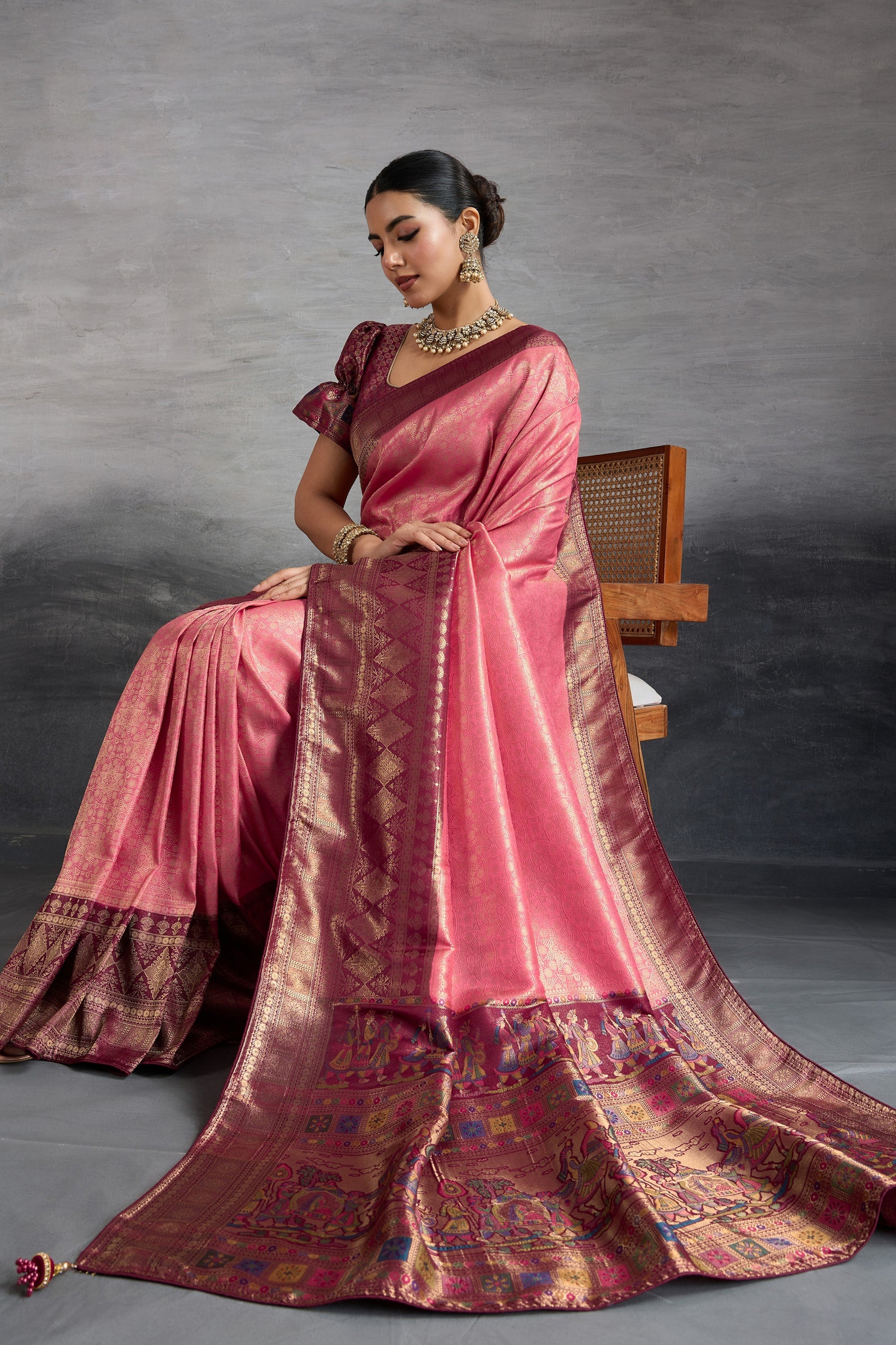 Pink Woven Kanjivaram Silk Saree-SAR10482_1_SareeButa.com