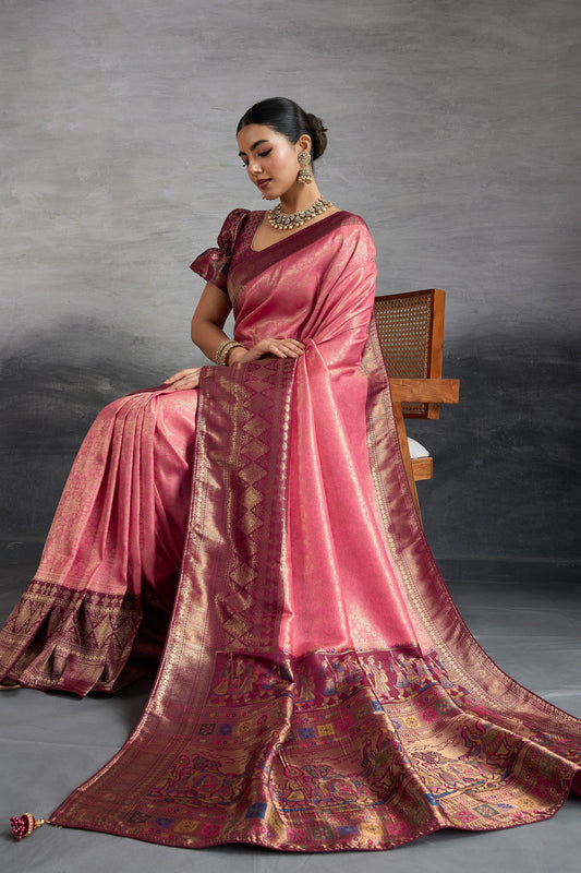 Pink Woven Kanjivaram Silk Saree-SAR10482_1_SareeButa.com
