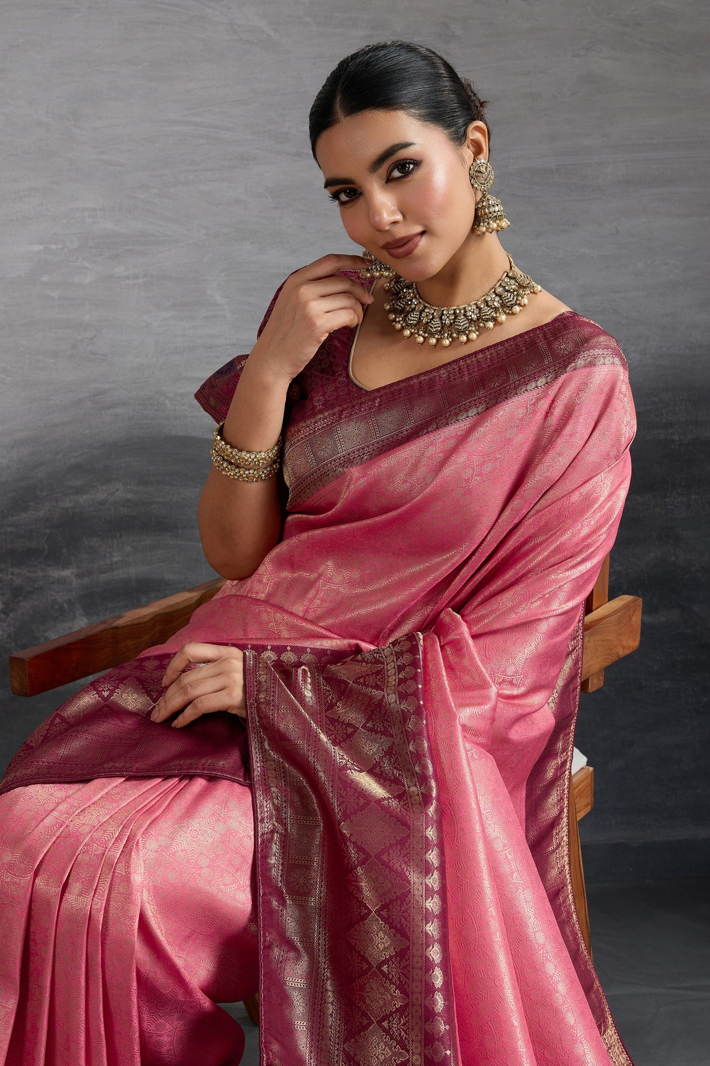 Pink Woven Kanjivaram Silk Saree-SAR10482_3_SareeButa.com