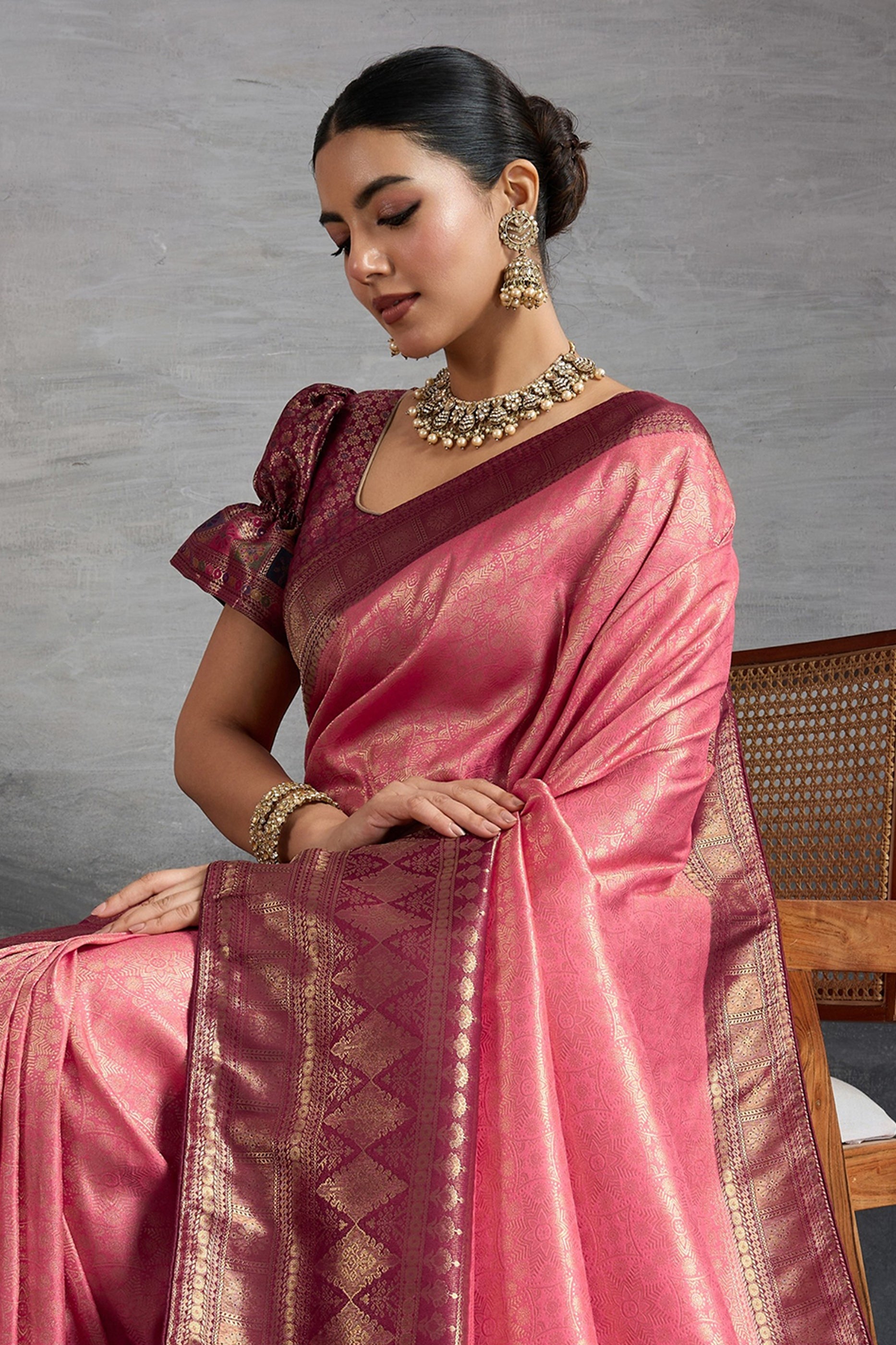 Pink Woven Kanjivaram Silk Saree-SAR10482_4_SareeButa.com