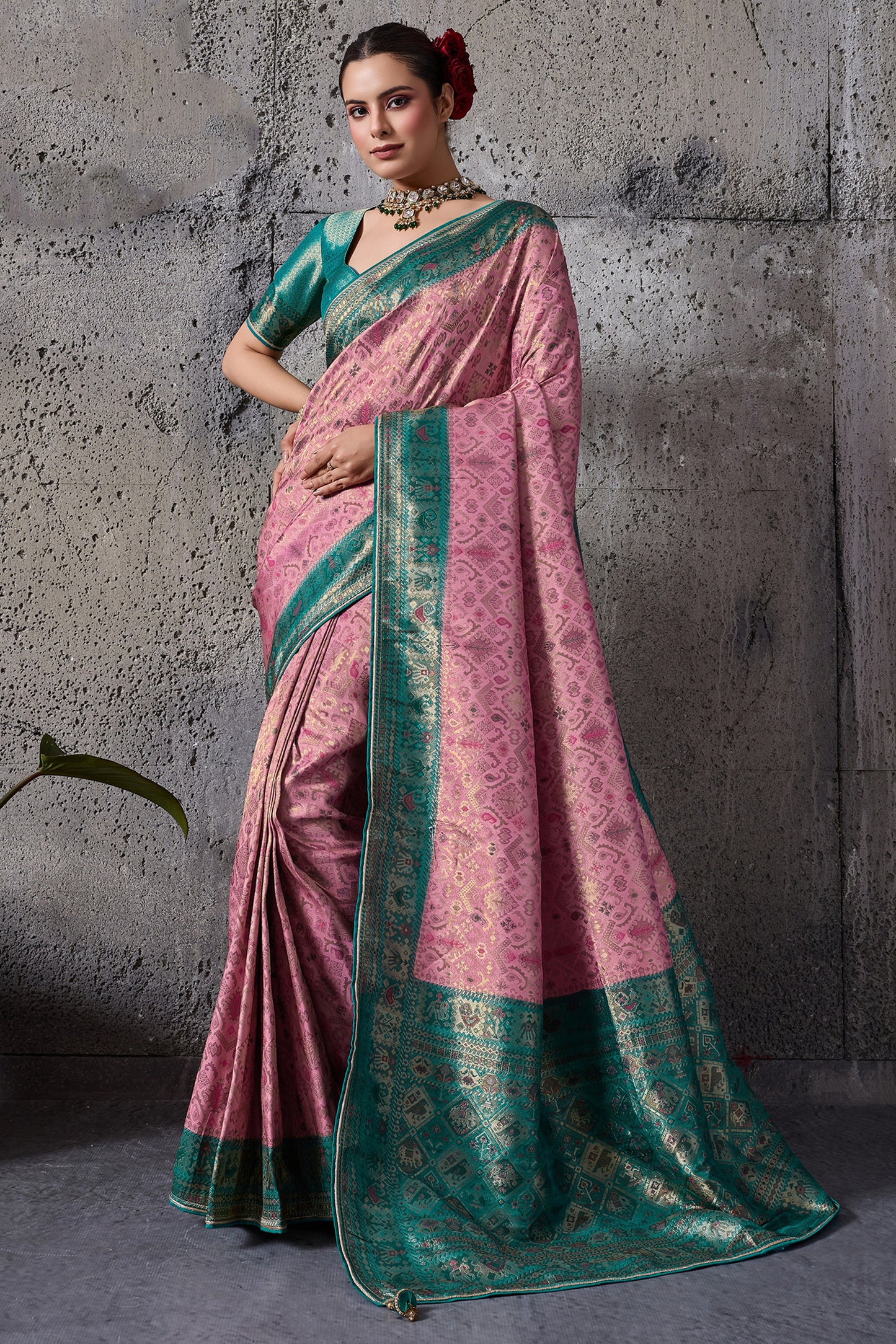 Pink Woven Kanjivaram Silk Saree-SAR12556_1_SareeButa.com
