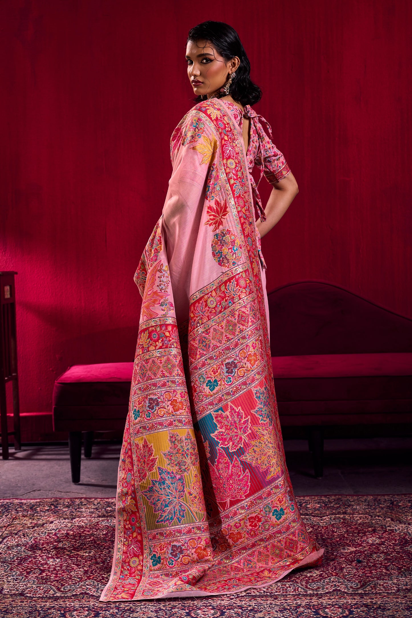 Pink Woven Kashmiri Jamewar Modal Silk Saree-SAR12358_4_SareeButa.com