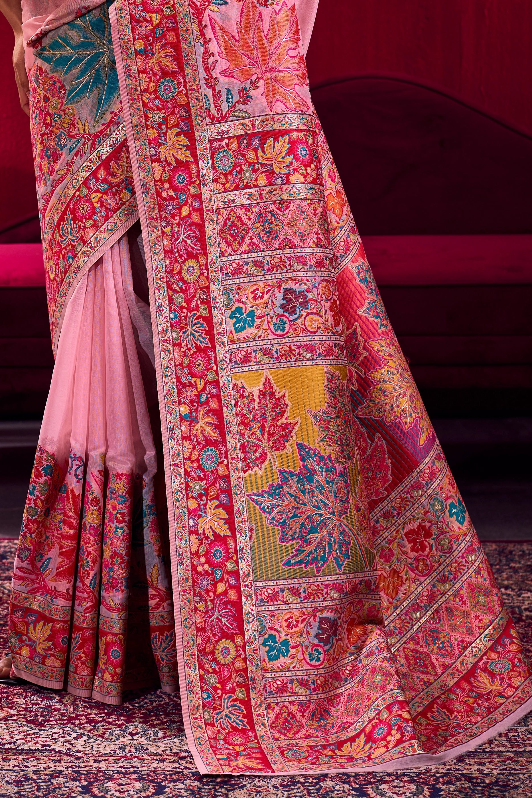 Pink Woven Kashmiri Jamewar Modal Silk Saree-SAR12358_5_SareeButa.com