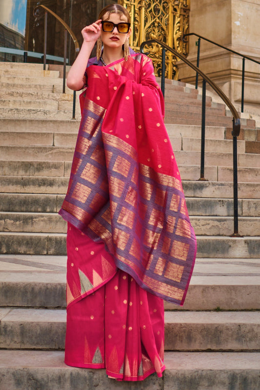 Pink Woven Khadi Silk Saree-ZB134284_1_SareeButa.com