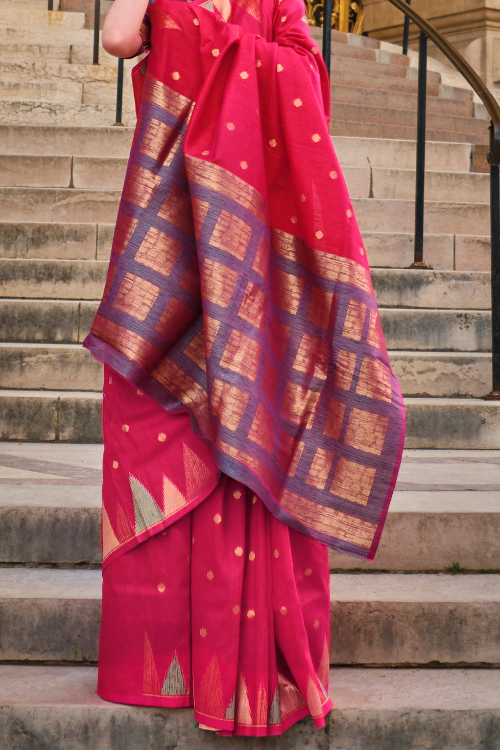 Pink Woven Khadi Silk Saree-ZB134284_3_SareeButa.com