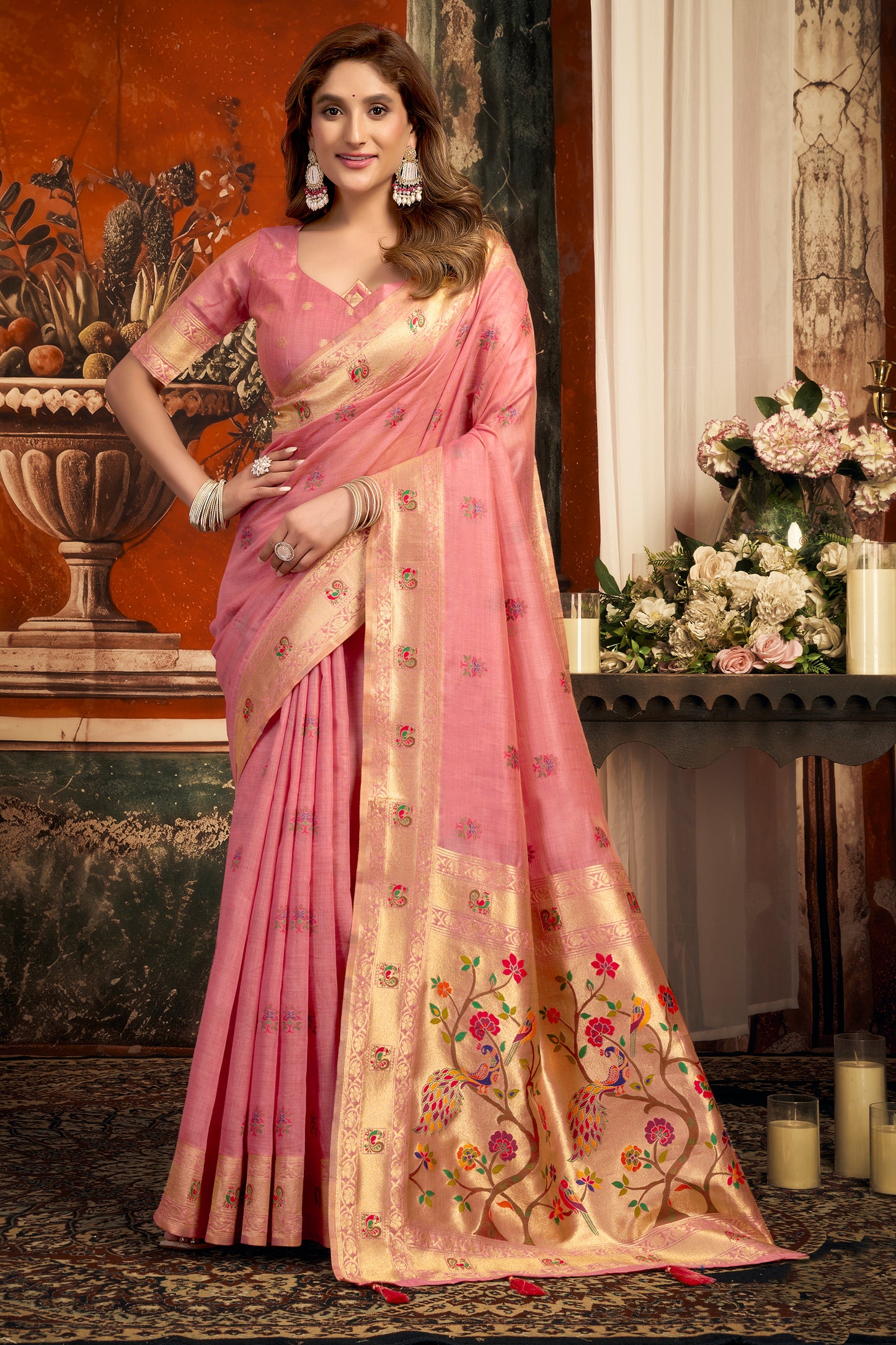 Pink Woven Kota Silk Paithani Saree-SAR12745_1_SareeButa.com