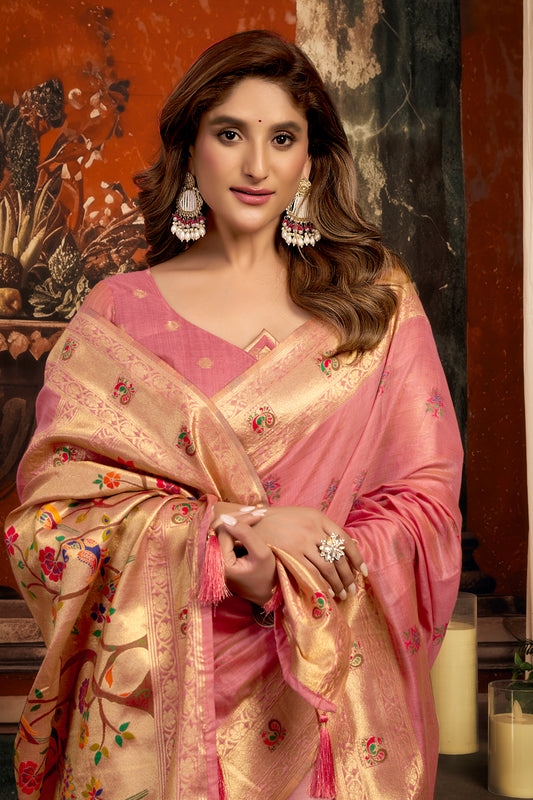 Pink Woven Kota Silk Paithani Saree-SAR12745_2_SareeButa.com