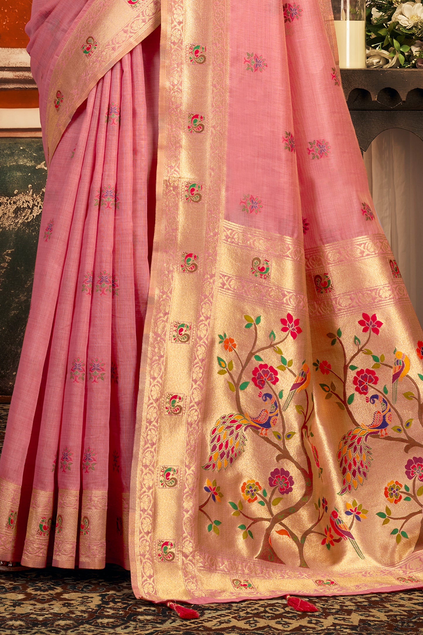 Pink Woven Kota Silk Paithani Saree-SAR12745_5_SareeButa.com