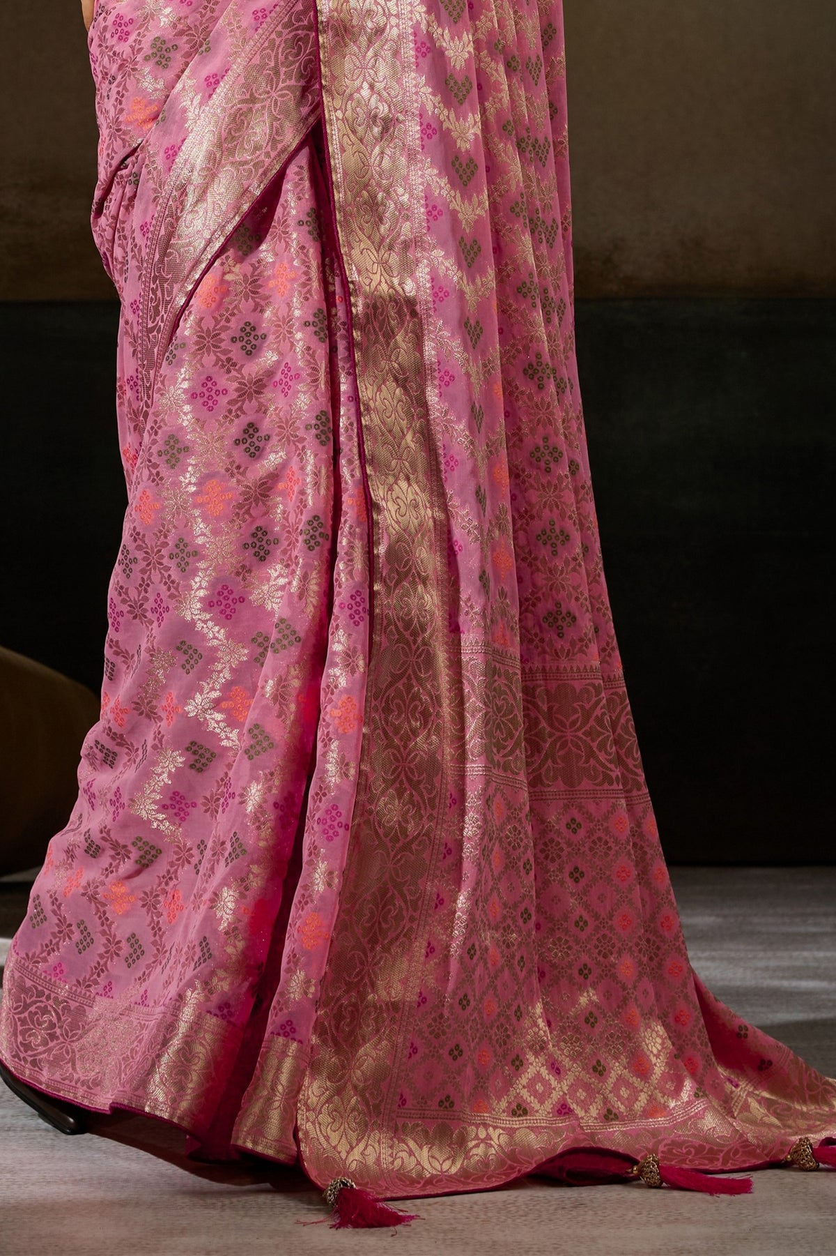 Pink Woven Meenakari Khadi Georgette Saree-SAR13310_6_SareeButa.com