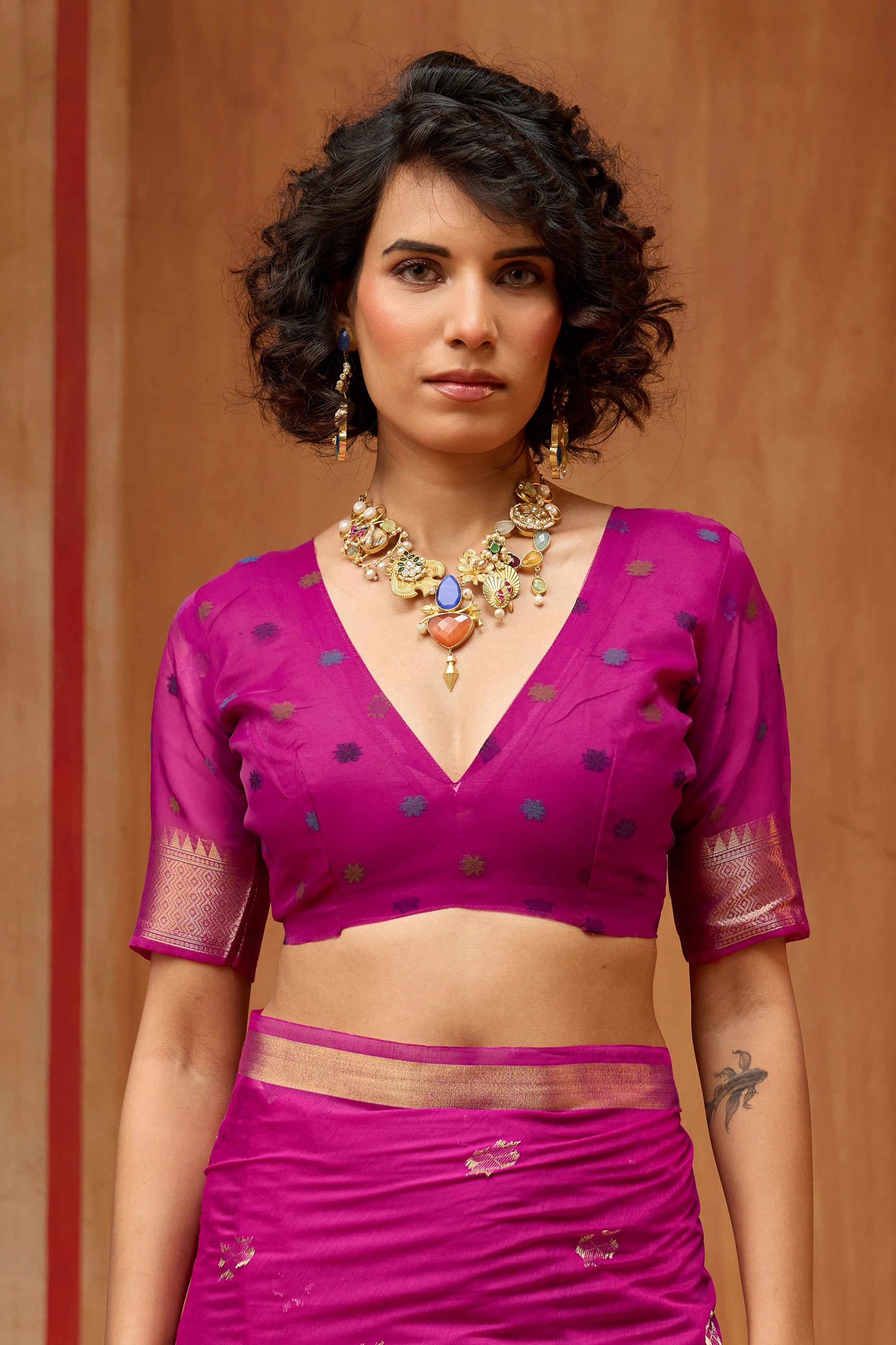 Pink Woven Munga Cotton Saree-SAR11934_4_SareeButa.com