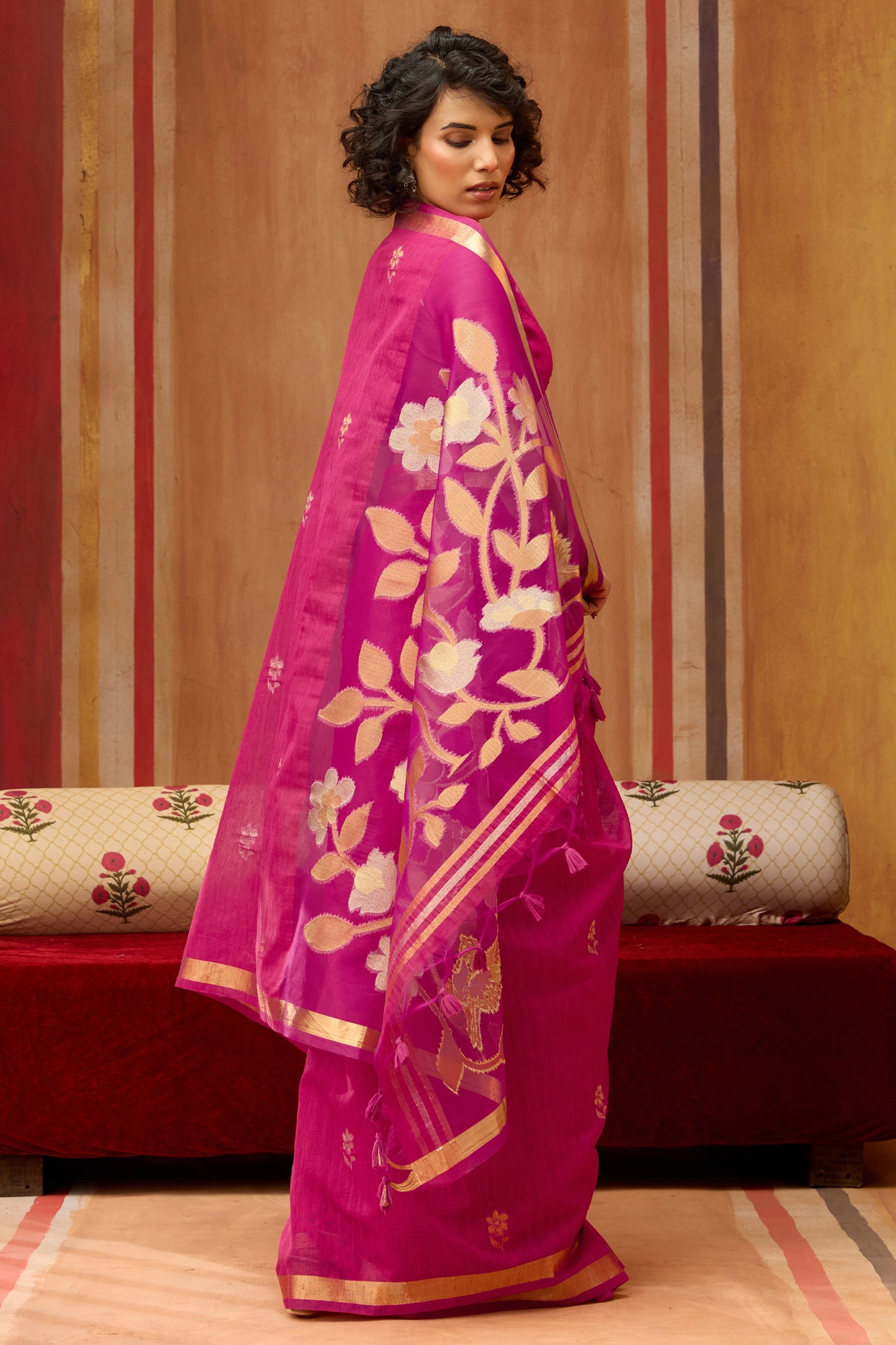Pink Woven Munga Organza Silk Saree-SAR11945_4_SareeButa.com